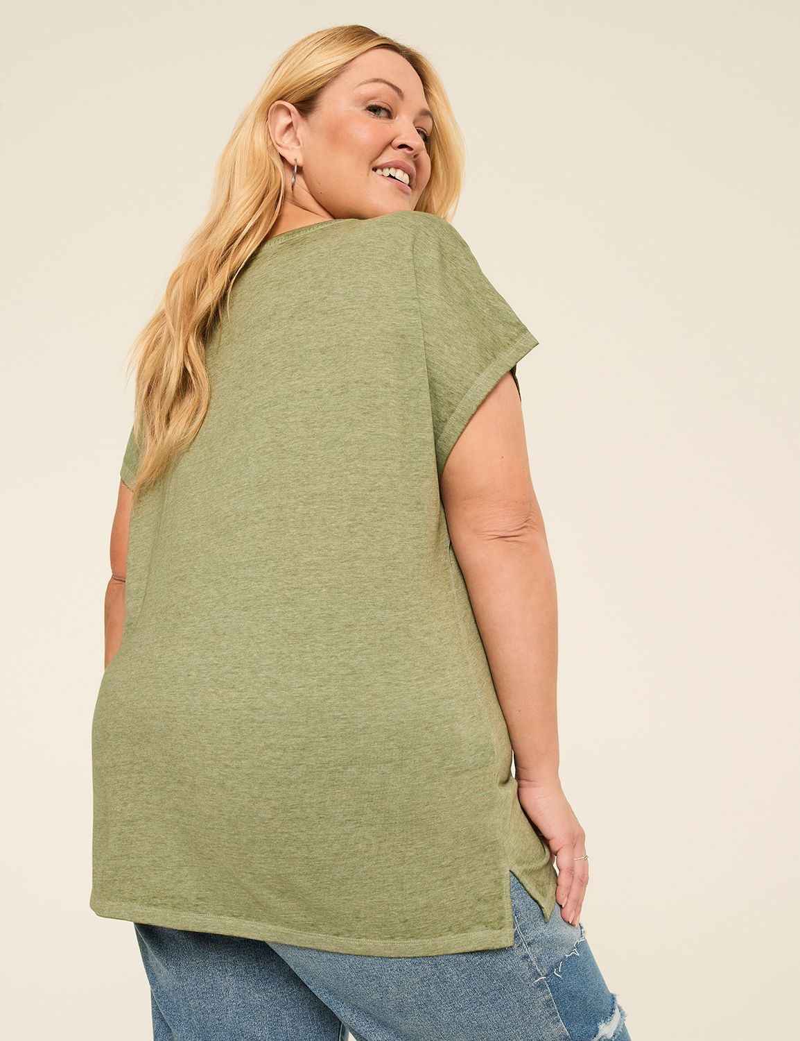 Dolman-Sleeve V-Neck Tee