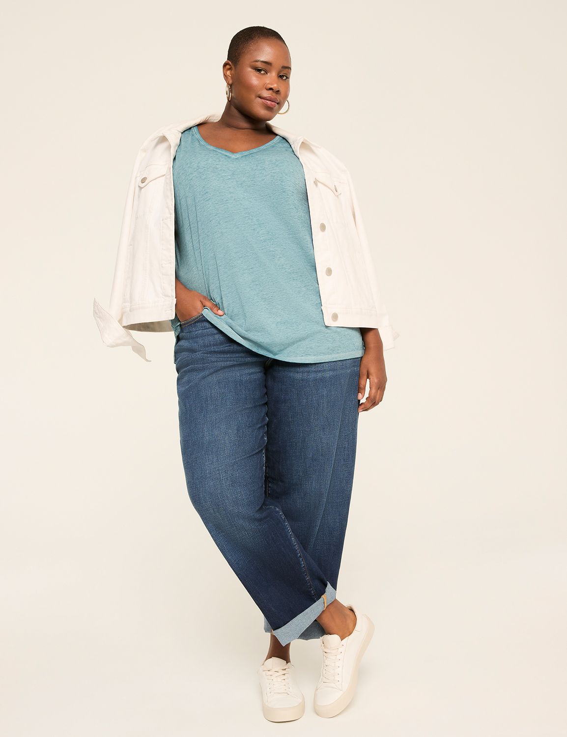 Casual Short Sleeve V-Neck Dolman T Product Image 3