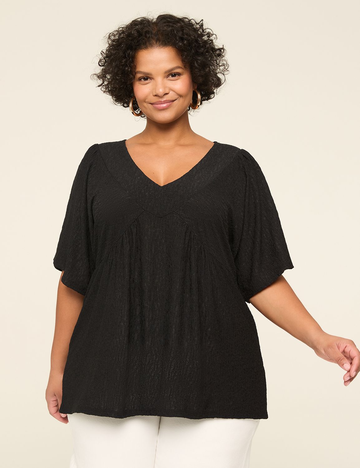 Printed Split Neck Dolman SLV Top main image 0