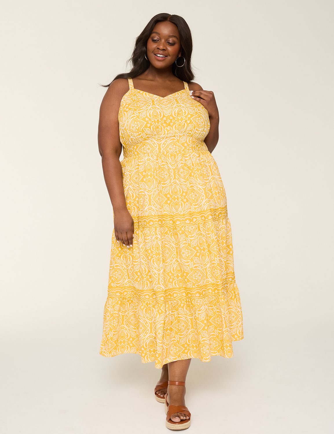 Shirred-Bodice Maxi Dress