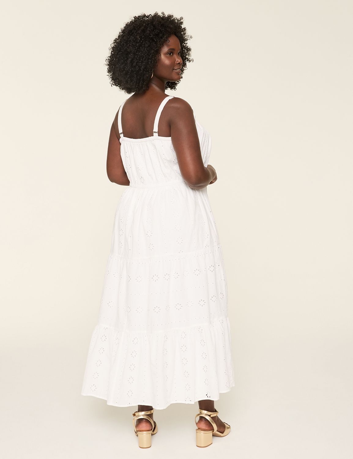 Eyelet Tiered-Skirt Maxi Dress