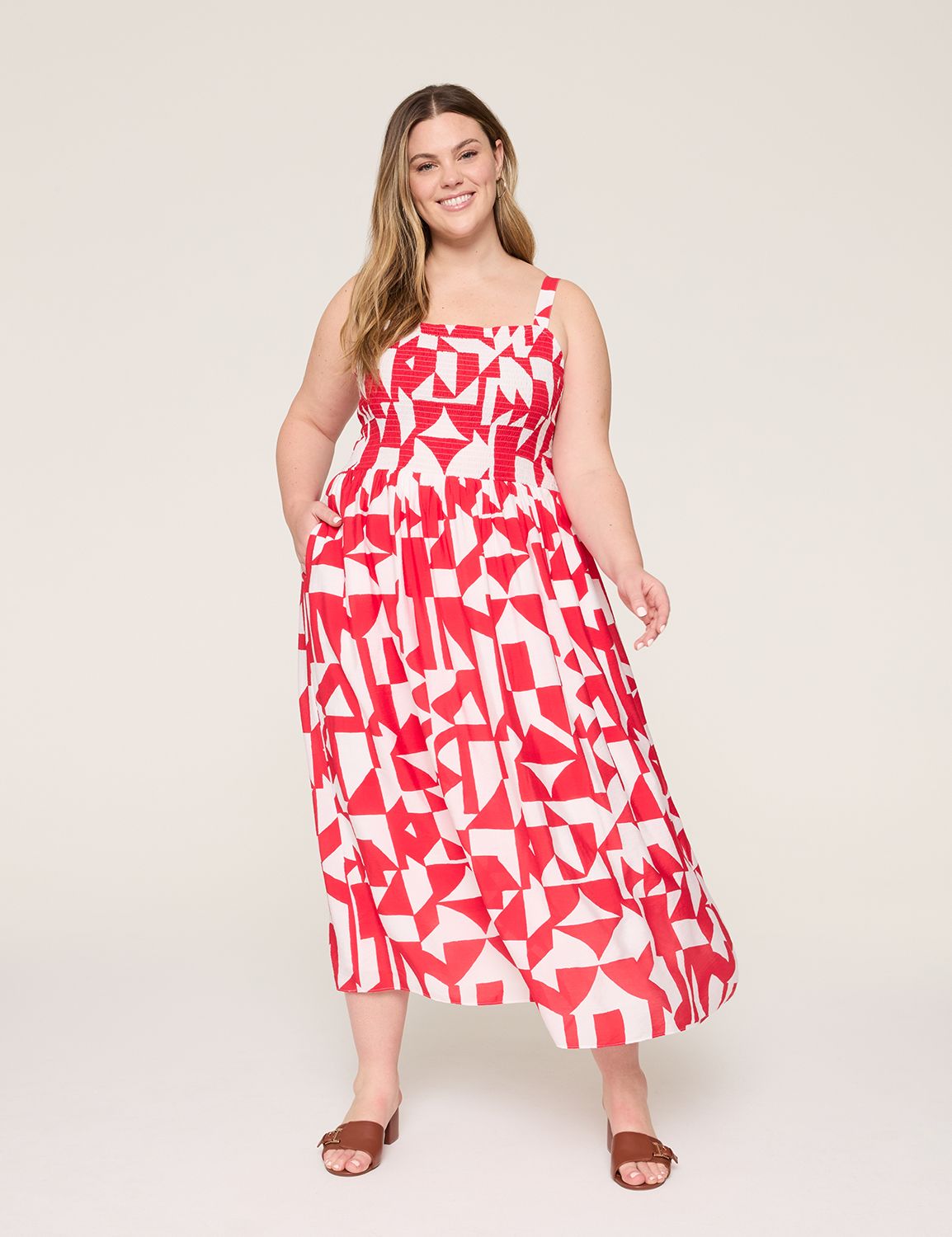 SL SMOCKED TANK DRESS WITH TIE WAIS Product Image 1