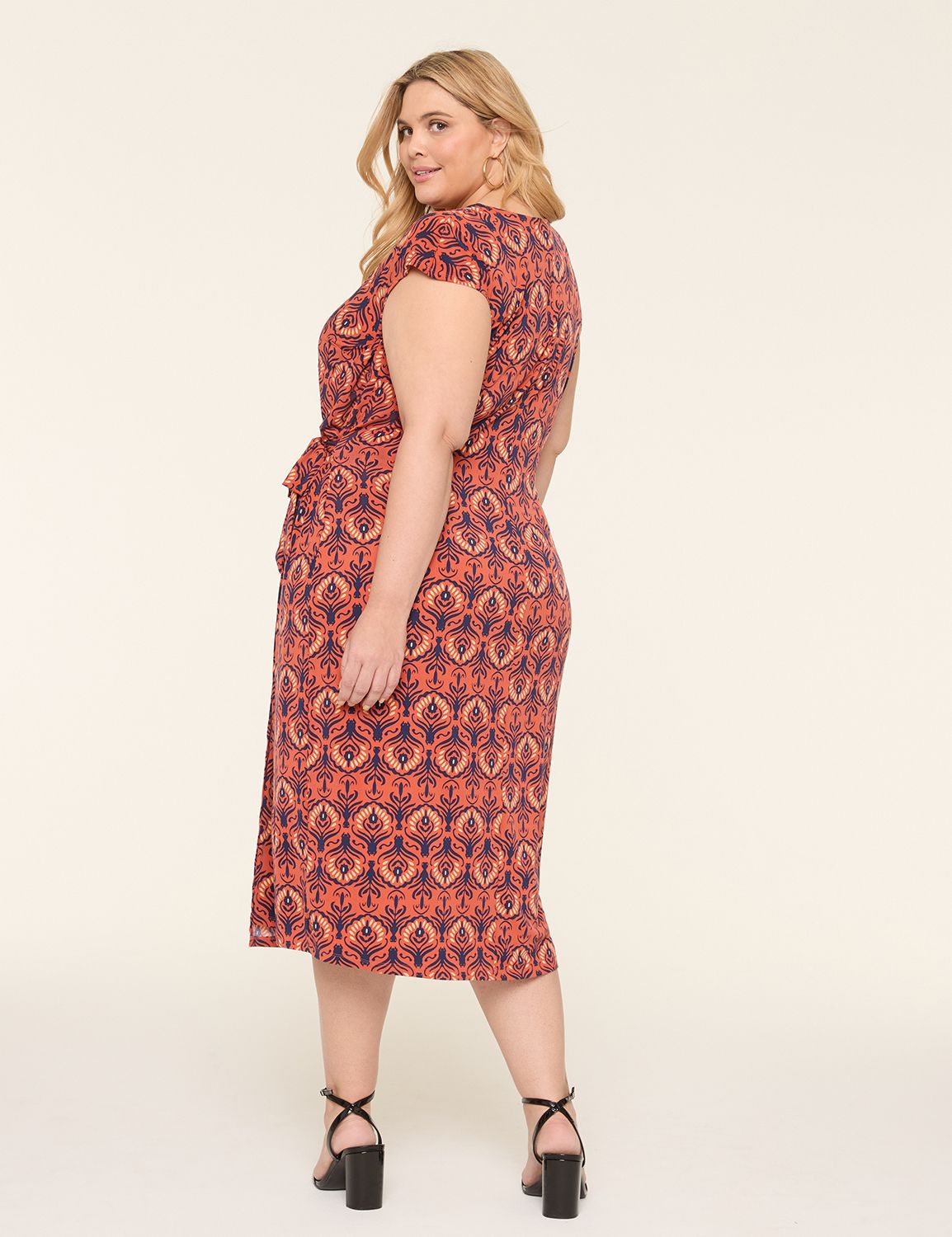 open lace back dress Dotted, cotton jersey wrap dress main image 0