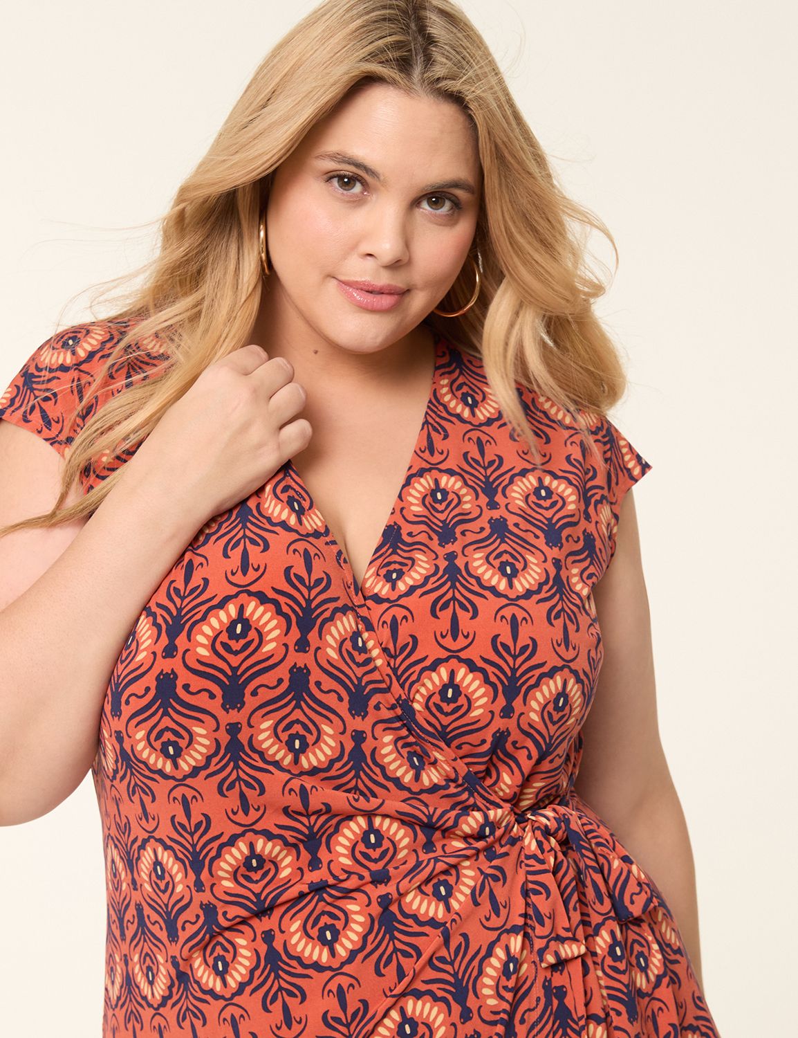 Cap-Sleeve Jersey Wrap Dress | LaneBryant