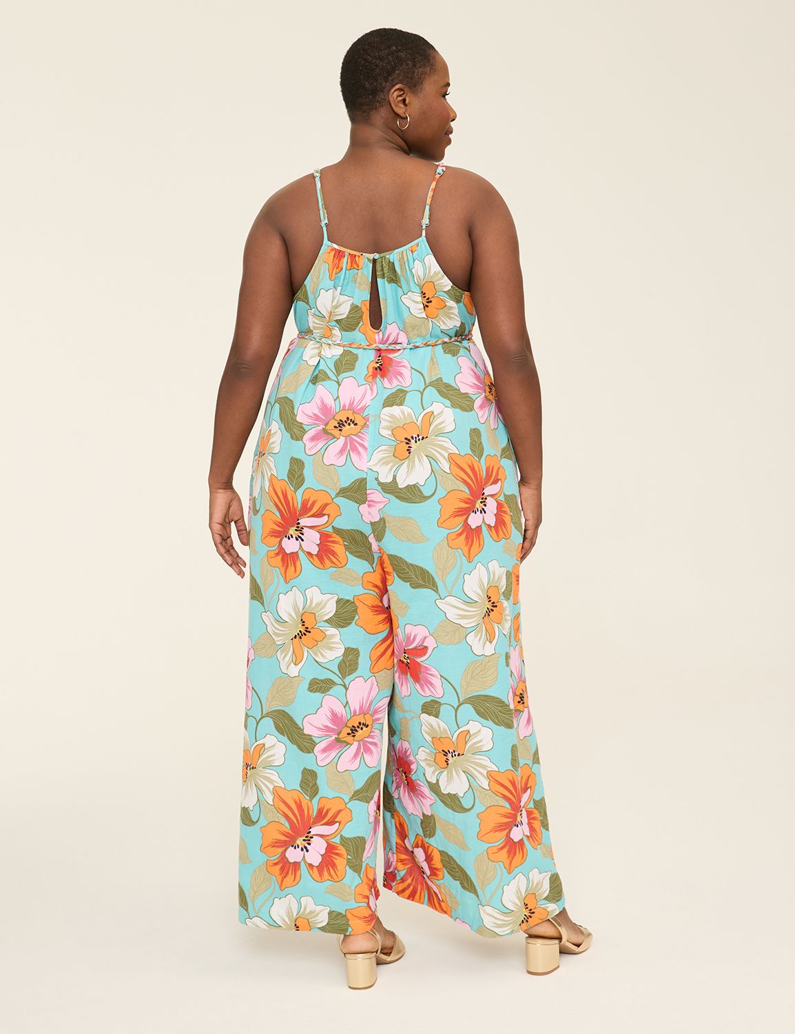 Gauze Braided-Detail Wide Leg Jumpsuit