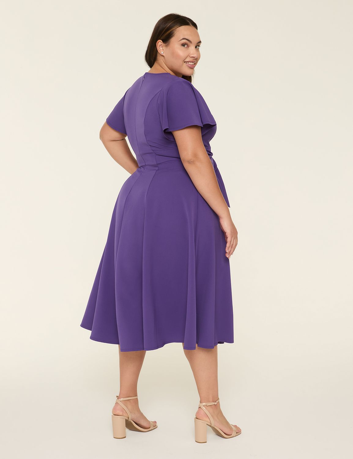 Lena V-Neck Level-Hem Midi Dress