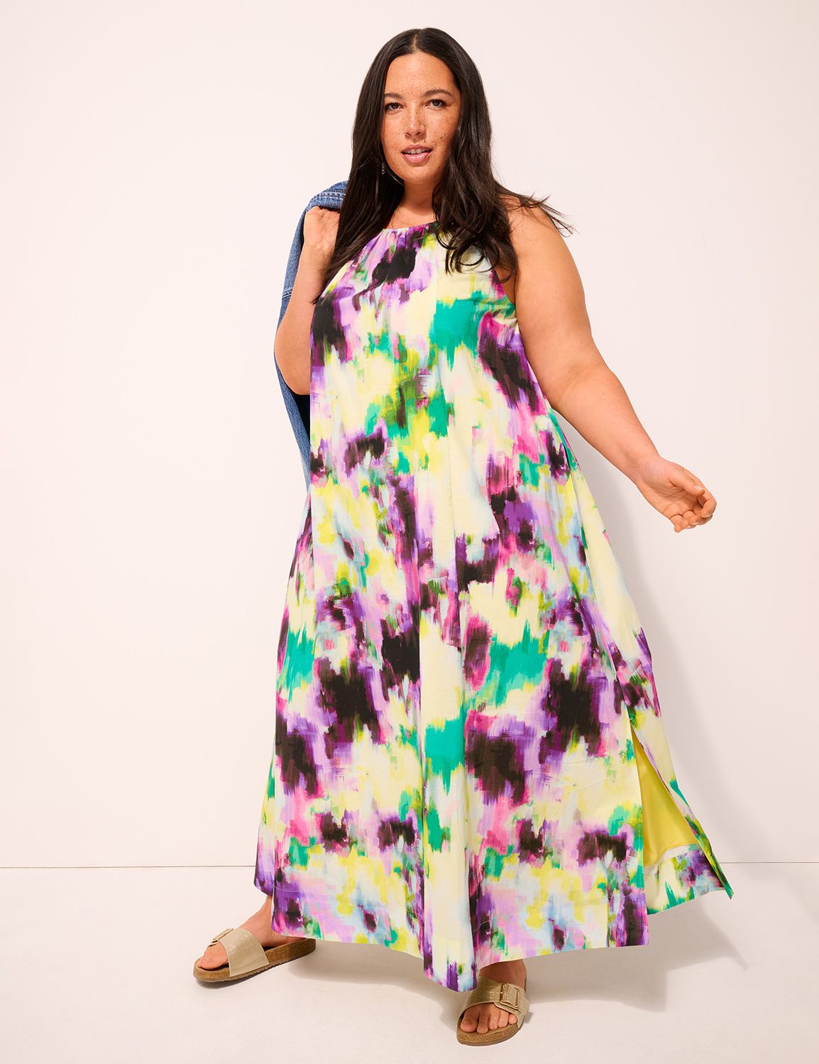 SPAGHETTI STRAP HALTER SHIRRED MAXI Product Image 4