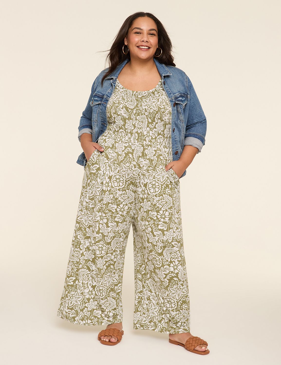 Smocked-Bodice Jumpsuit