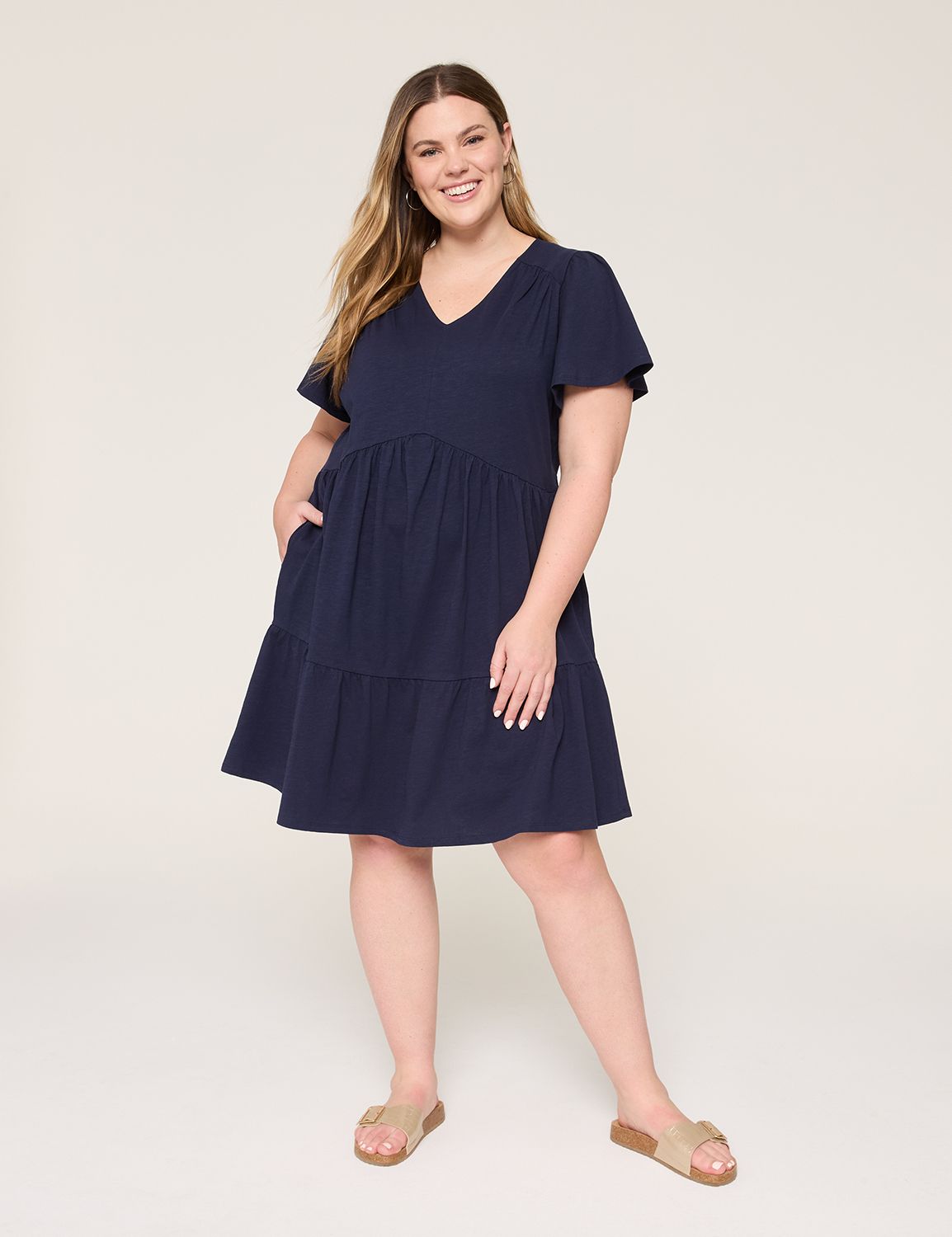 SS VNECK TIERED SWING DRESS 1145200 Product Image 1