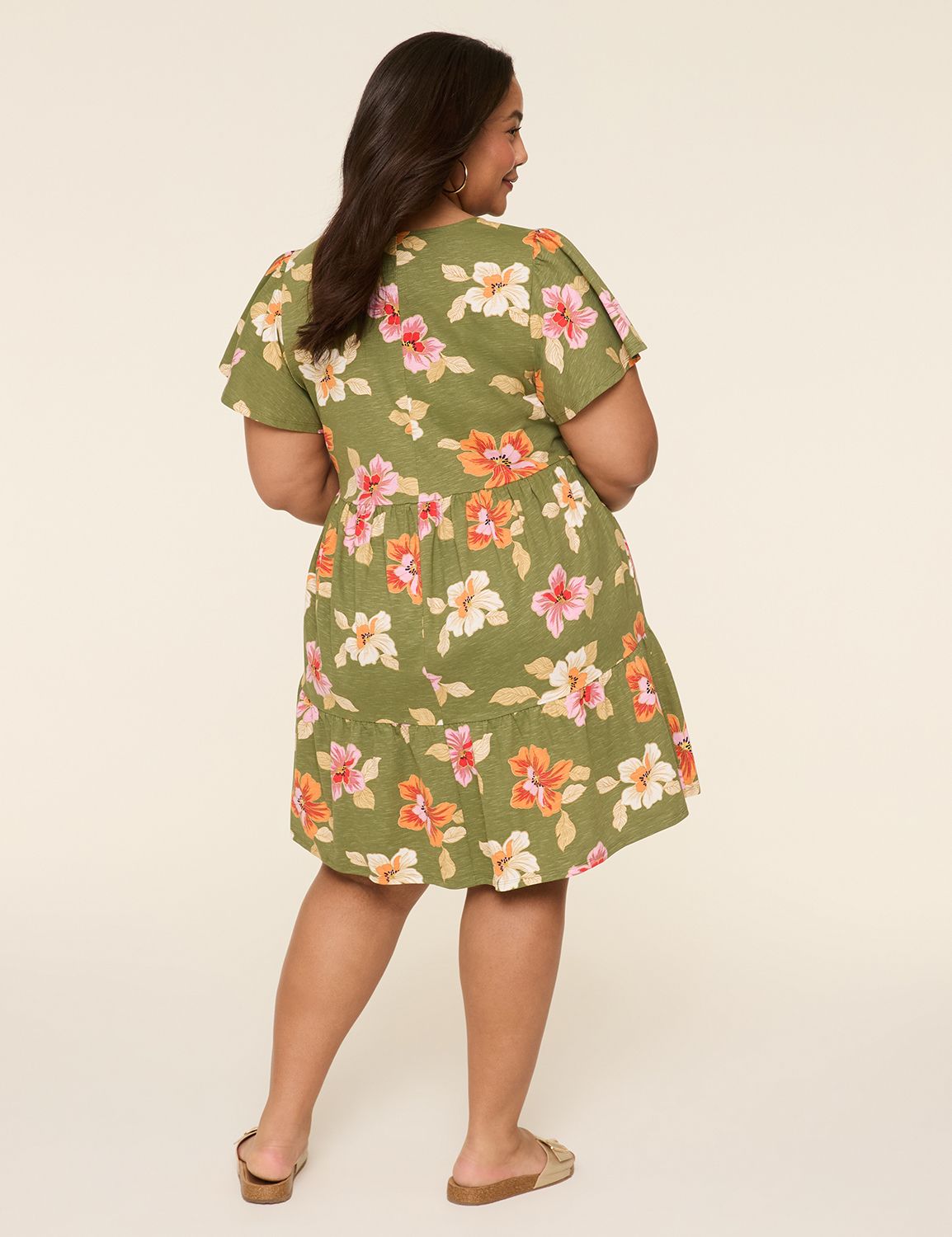 SS VNECK TIERED SWING DRESS 1145200 | LaneBryant