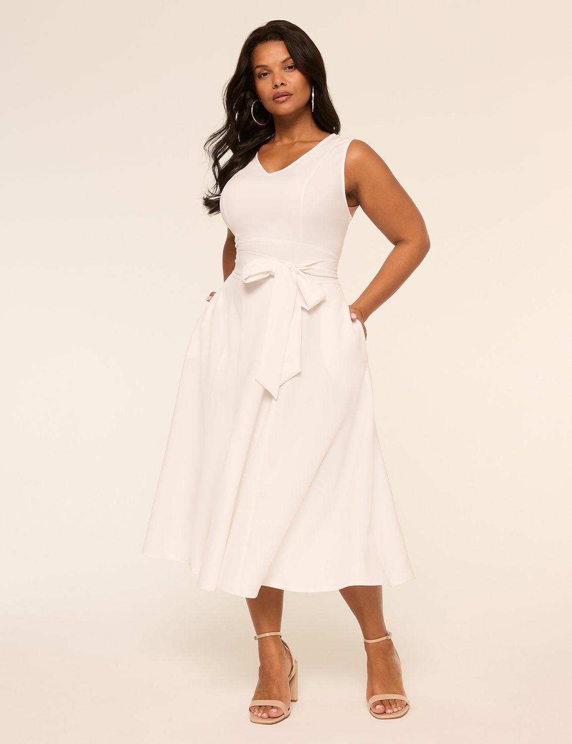 Lena Sleeveless Level-Hem Midi Dress