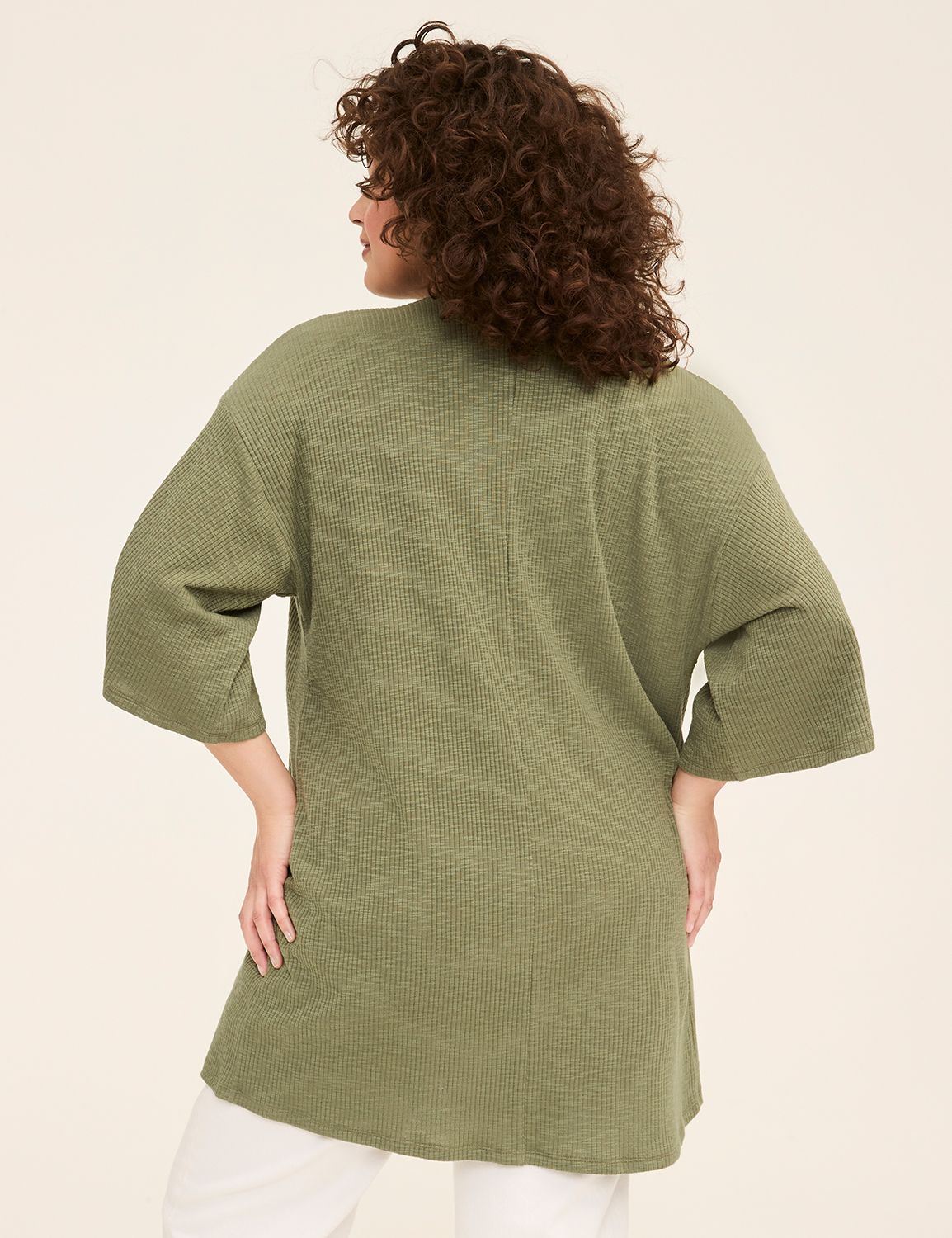 Casual Kimono Sleeve Open Front Ove Product Image 2