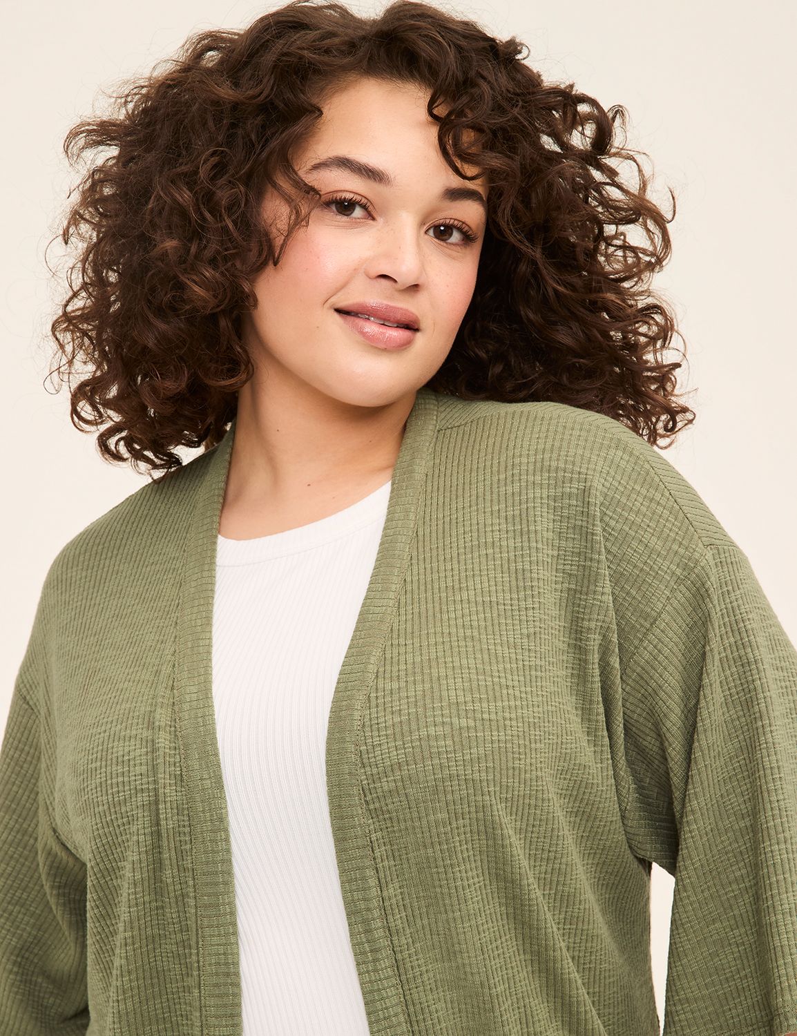 Casual Kimono Sleeve Open Front Ove Product Image 4