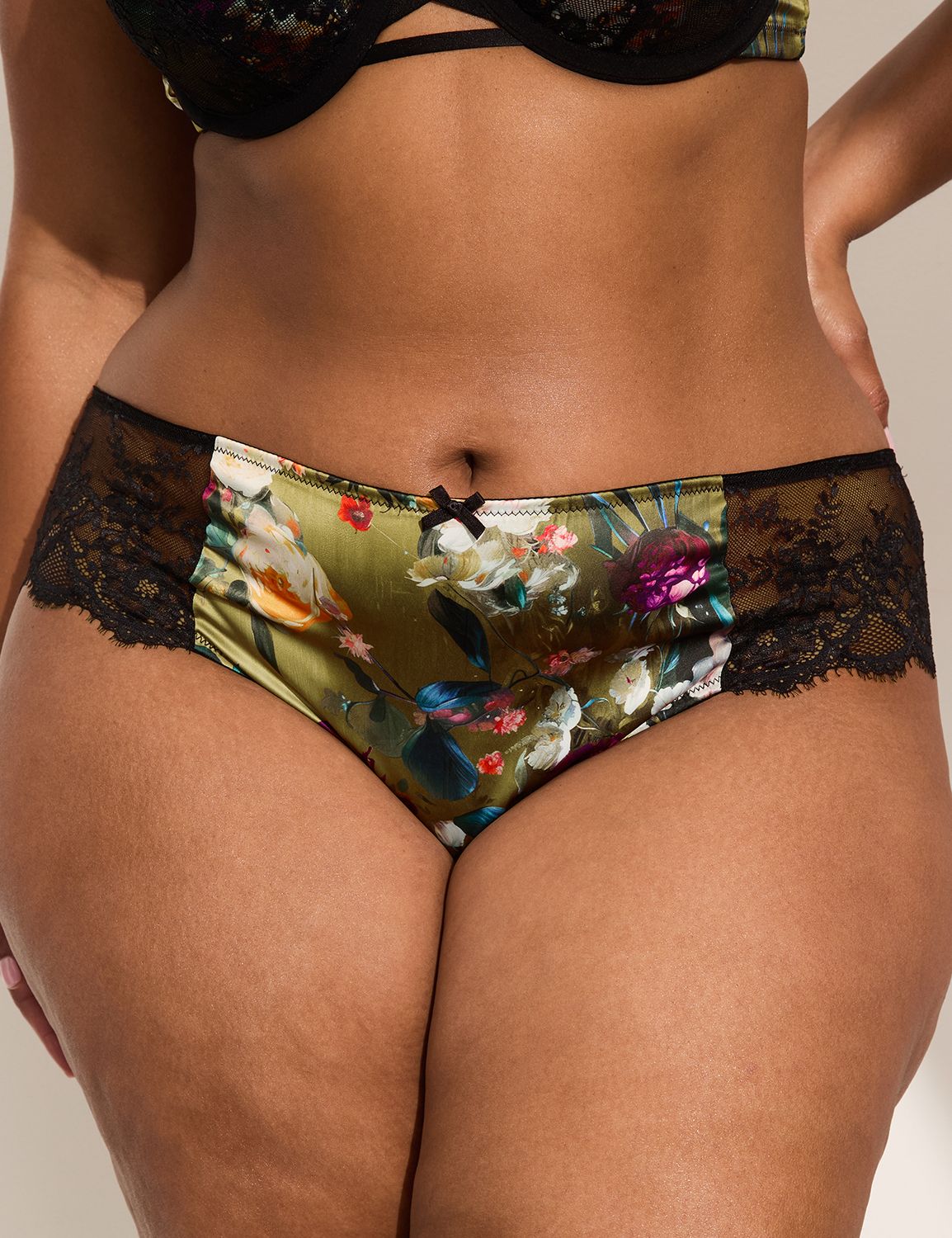 Stretch Satin Lace Back Cheeky 1146 Product Image 1