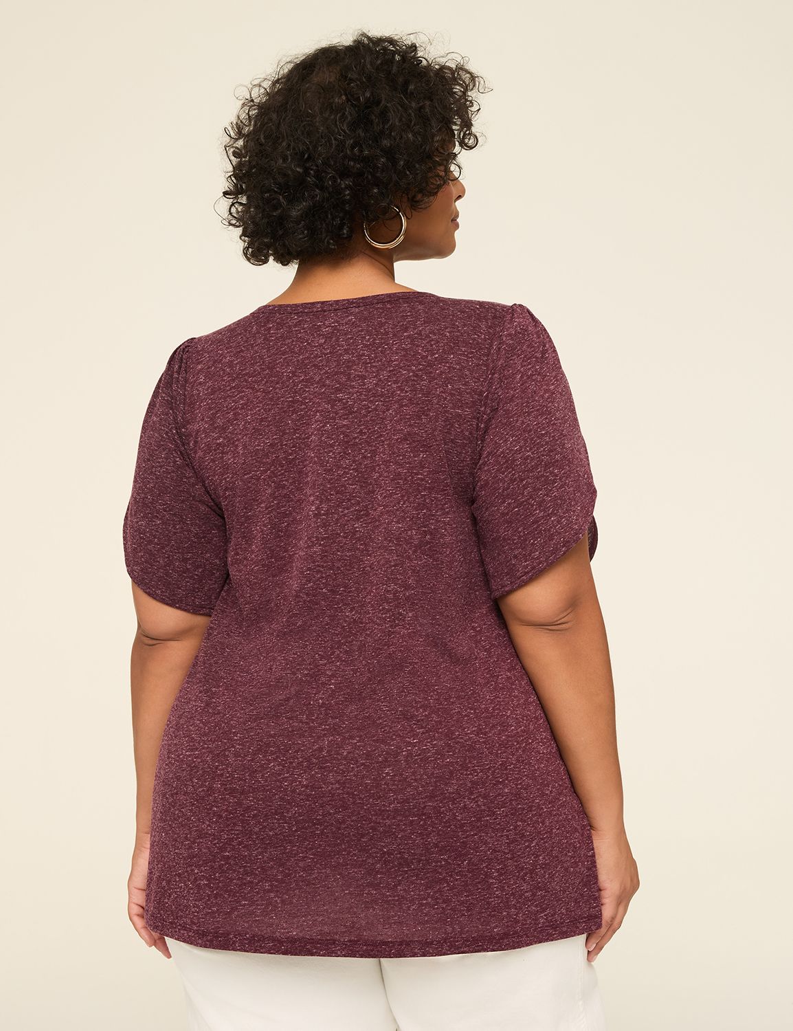 Knit Linen Tulip-Sleeve Top
