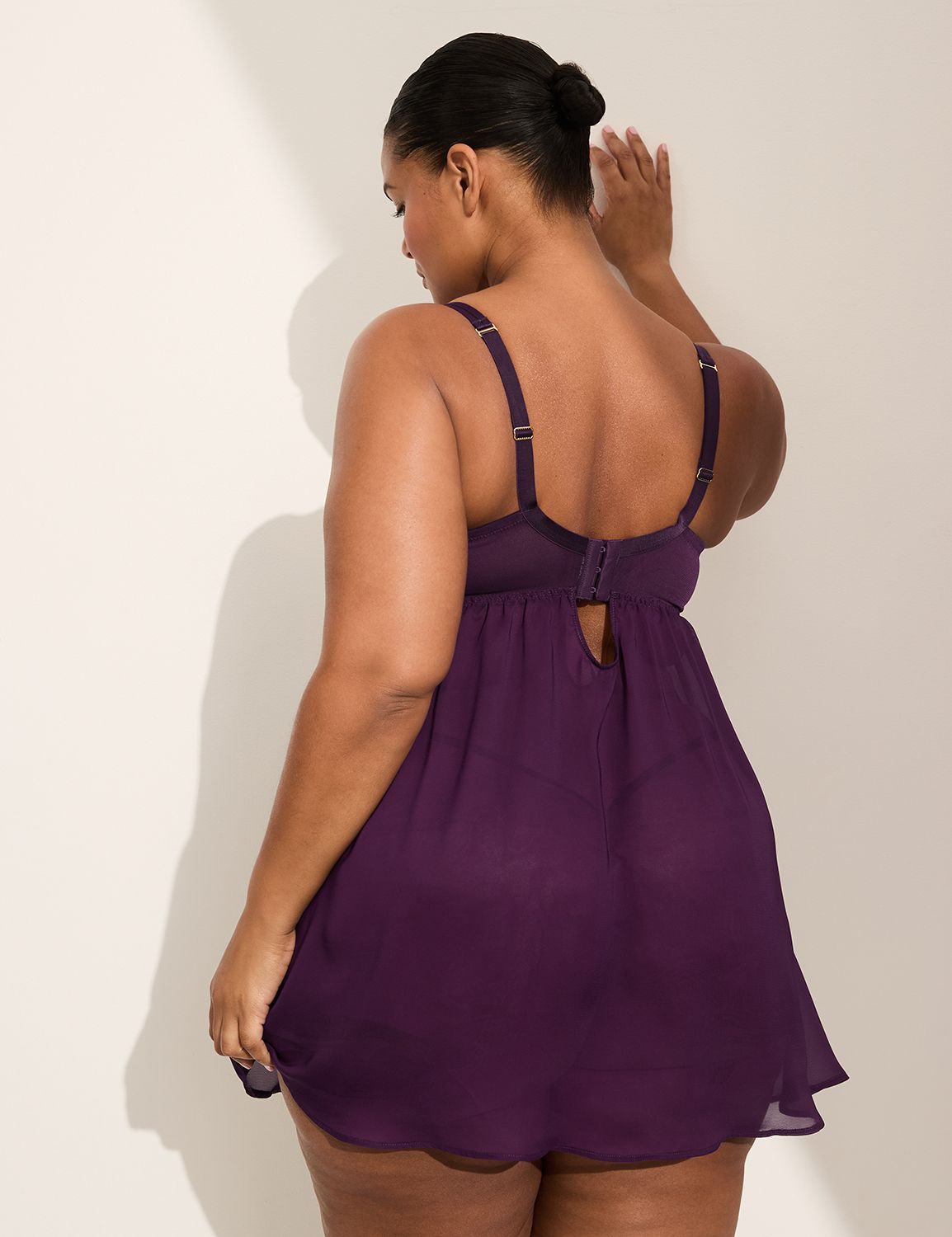 Underwire Contrast Lace Babydoll | LaneBryant