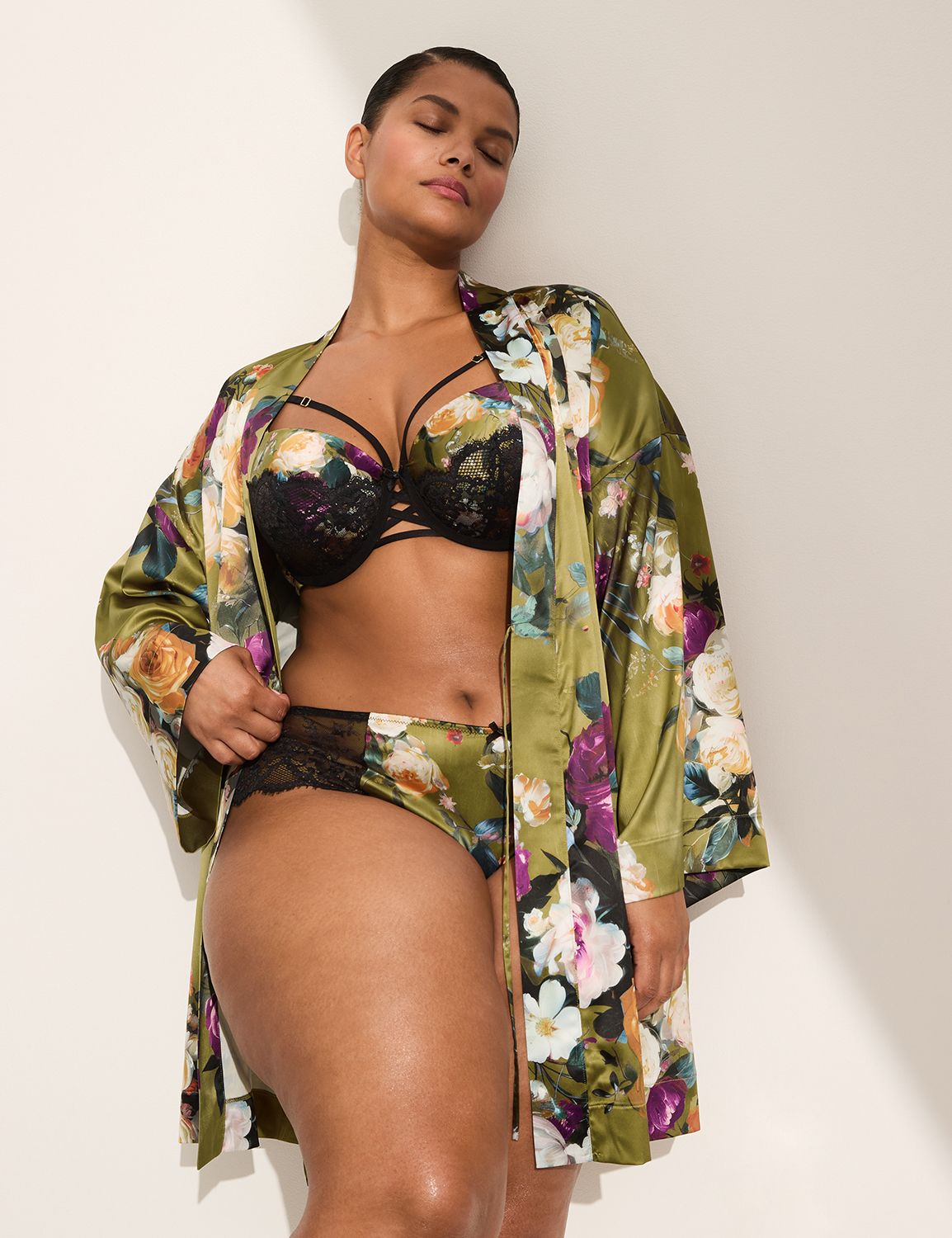 Printed Stretch Satin Robe 1146206- Product Image 1