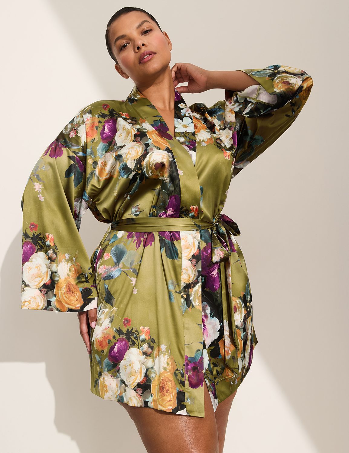 Printed Stretch Satin Robe 1146206- Product Image 3