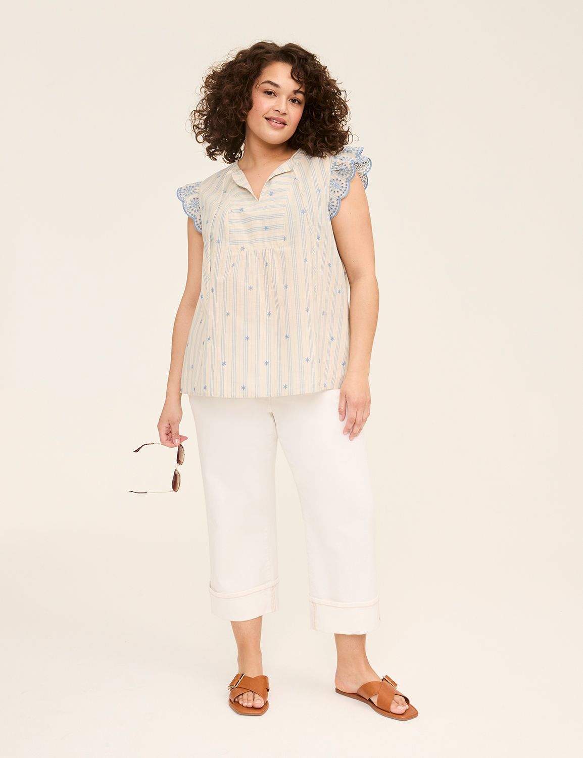 Swing Flutter Sleeve Split Neck Pop Product Image 3
