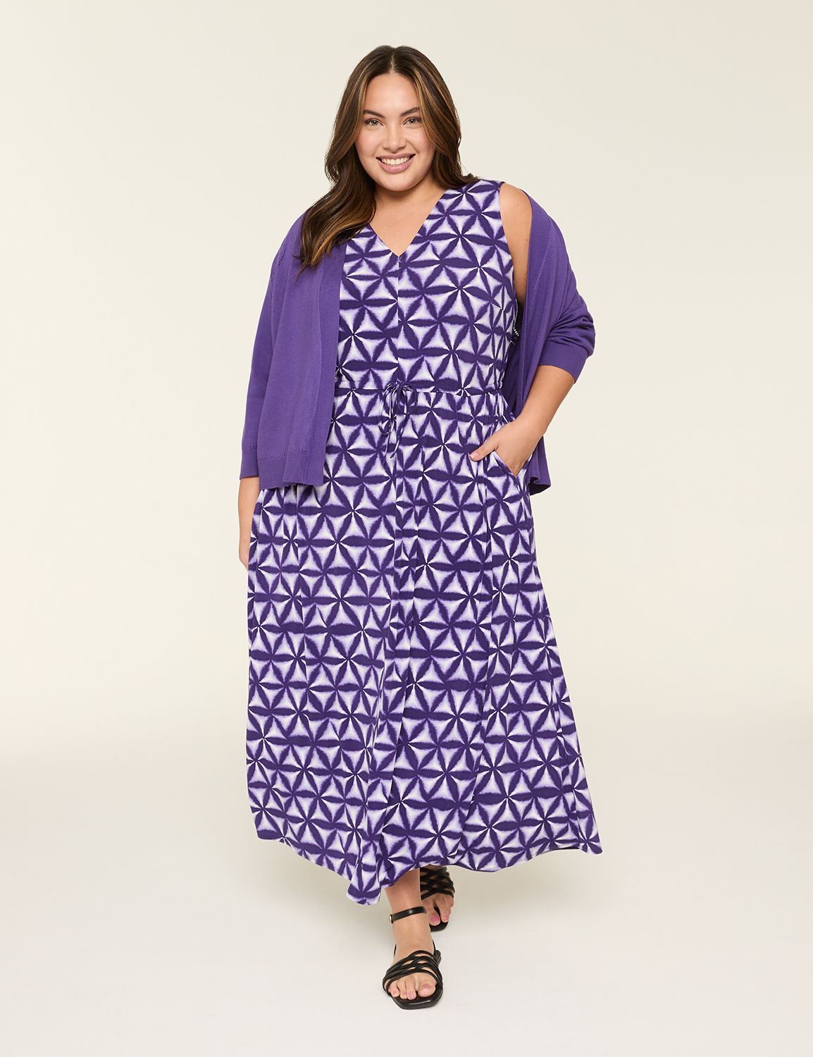purple swing dress plus size Skelapparel Plus Size 60's Vintage Design Purple Satin Flare Swing Dress 22 (EU24) / Purple