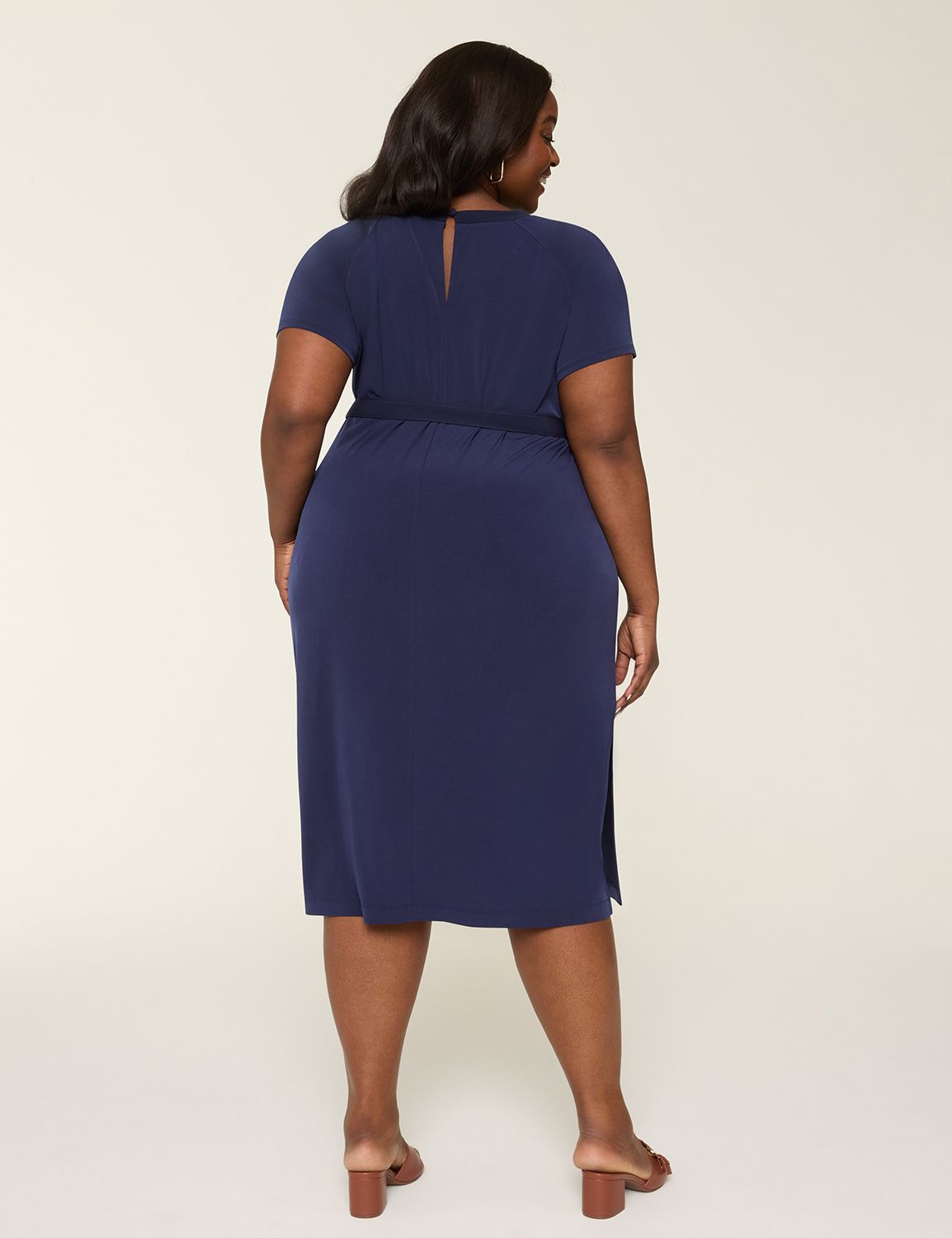 Stitch-Detail Tie-Waist Jersey Midi Dress