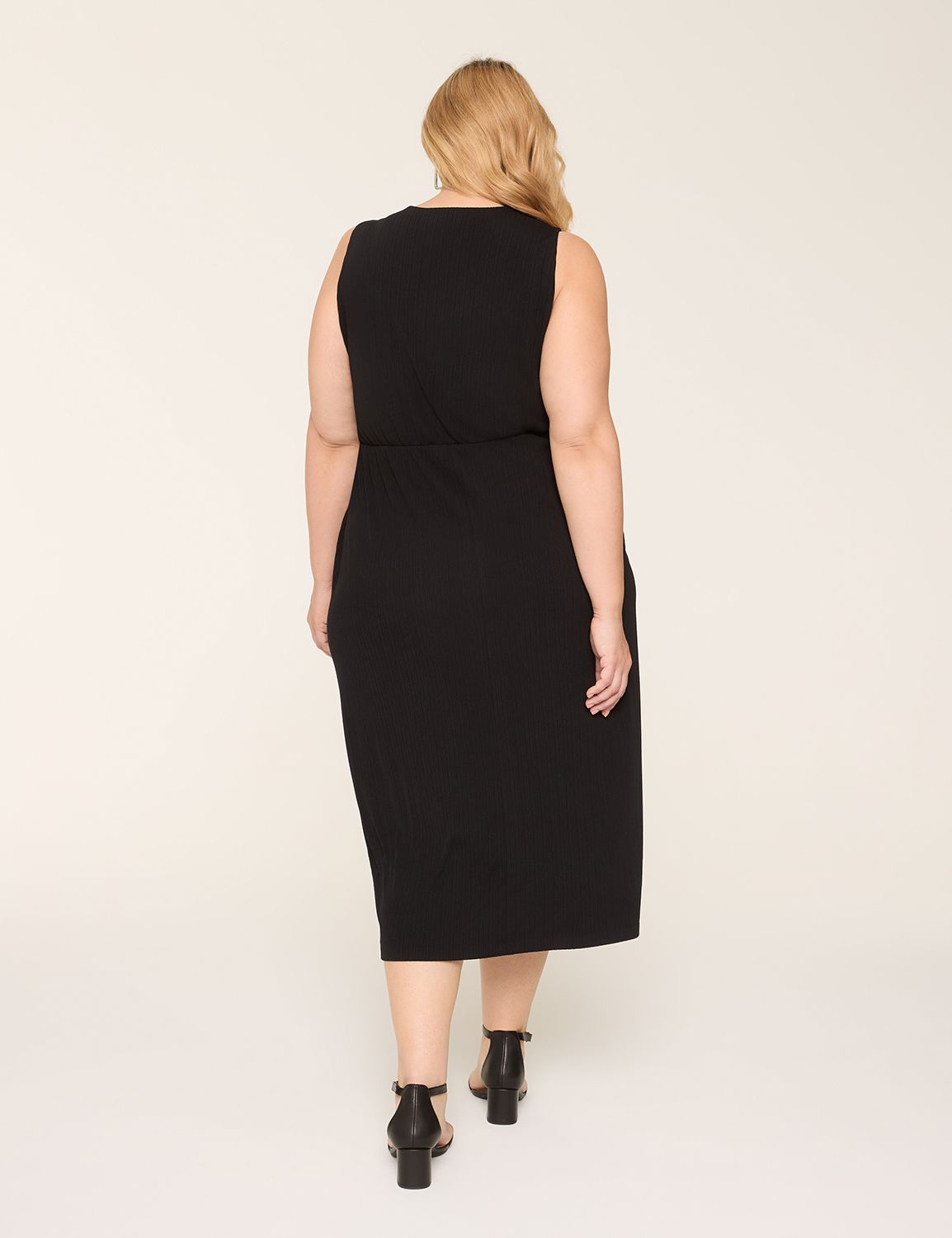 Sleeveless V-Neck Twist-Front Midi Dress