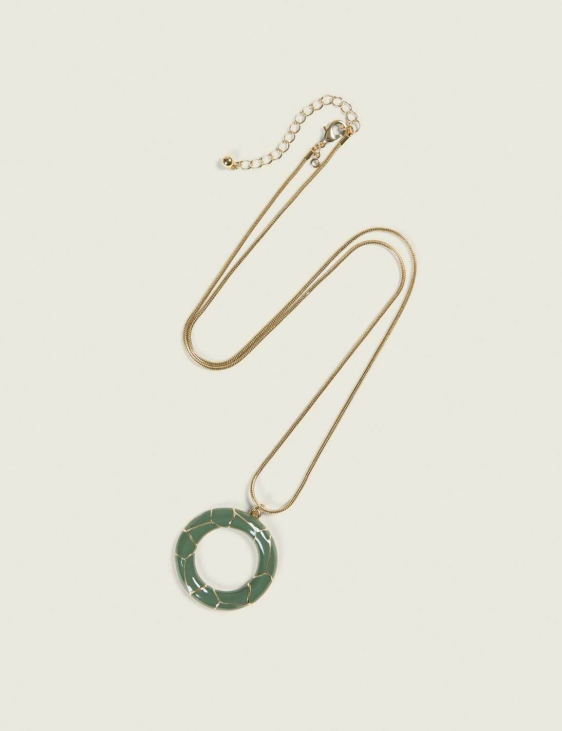 Green Crackle Pendant Necklace