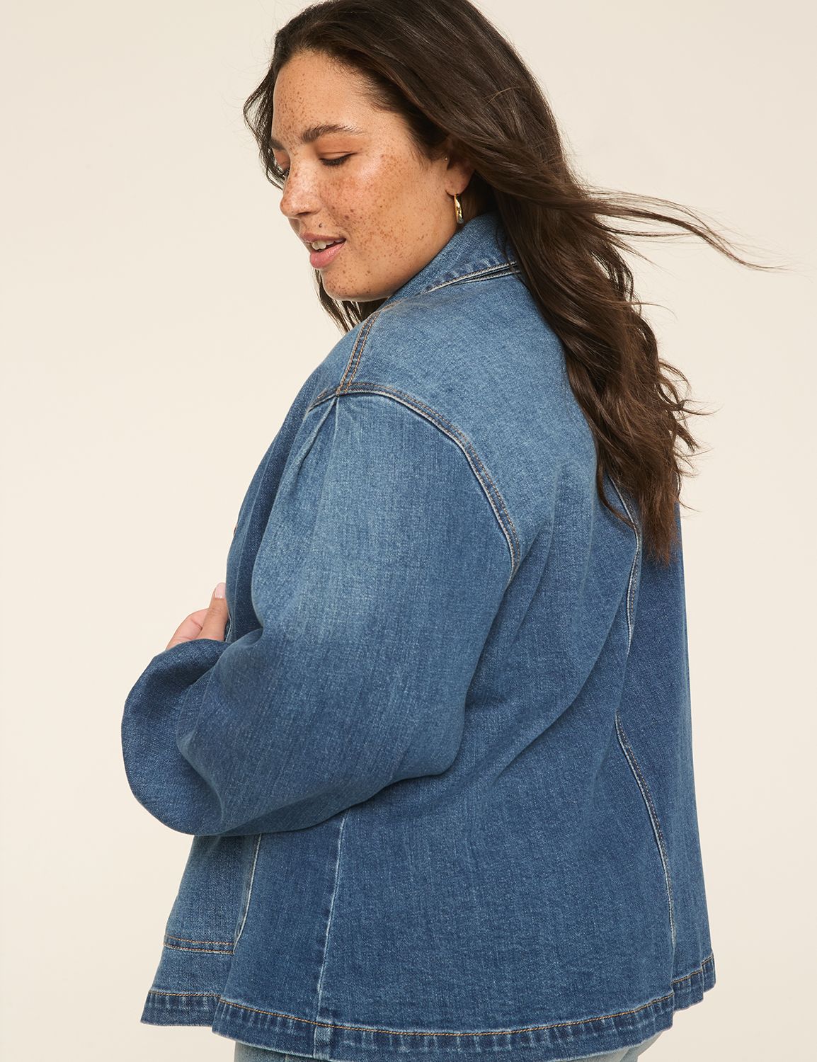 Blouson-Sleeve Denim Jacket