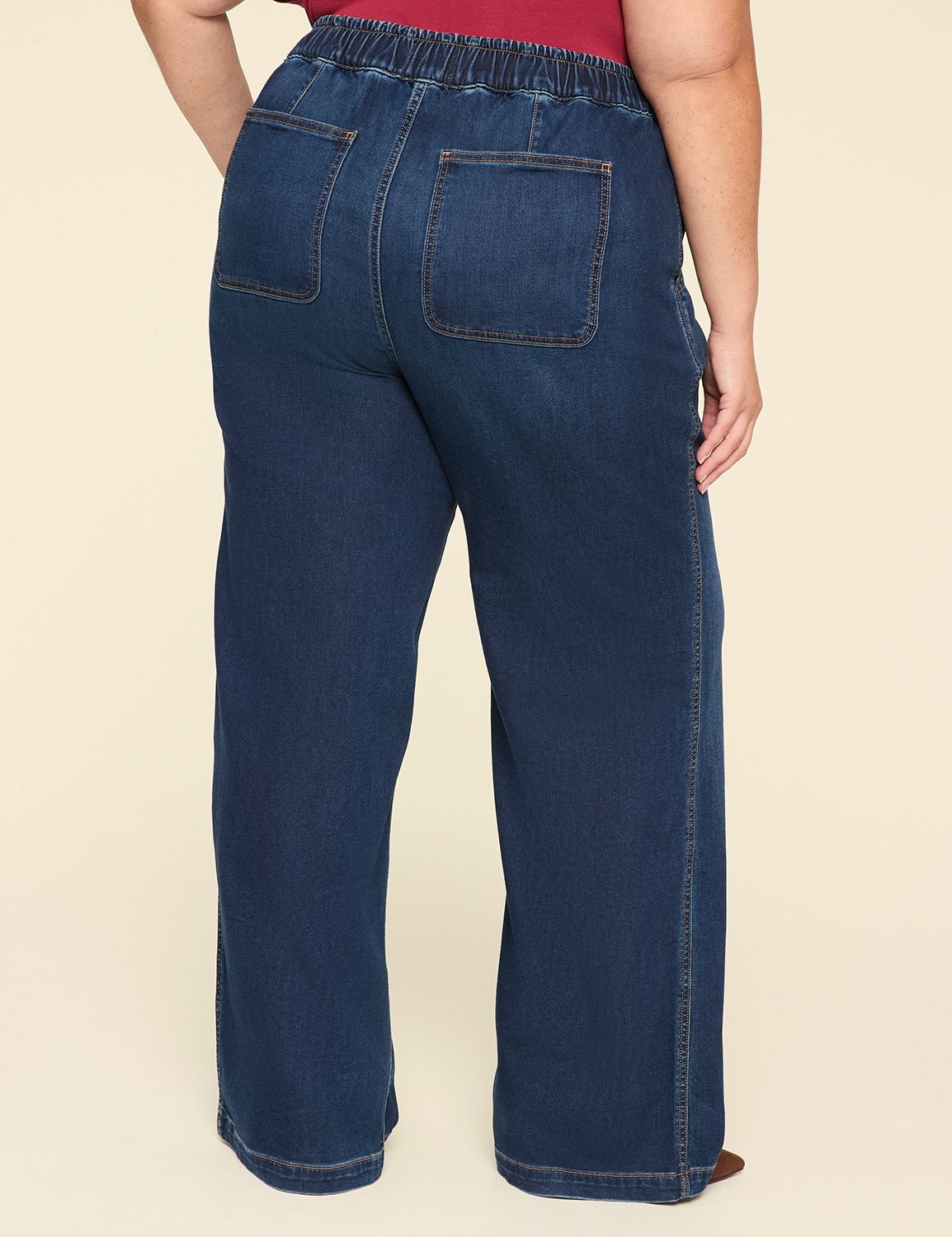 新品 Andequal back slit curve denim pants Dakota Crop Pull-On Jeans In Plus Size In Soft-Contour Denim