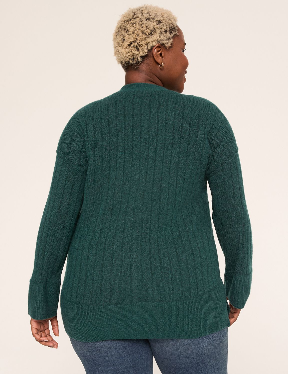 Ribbed Button-Front Cardigan