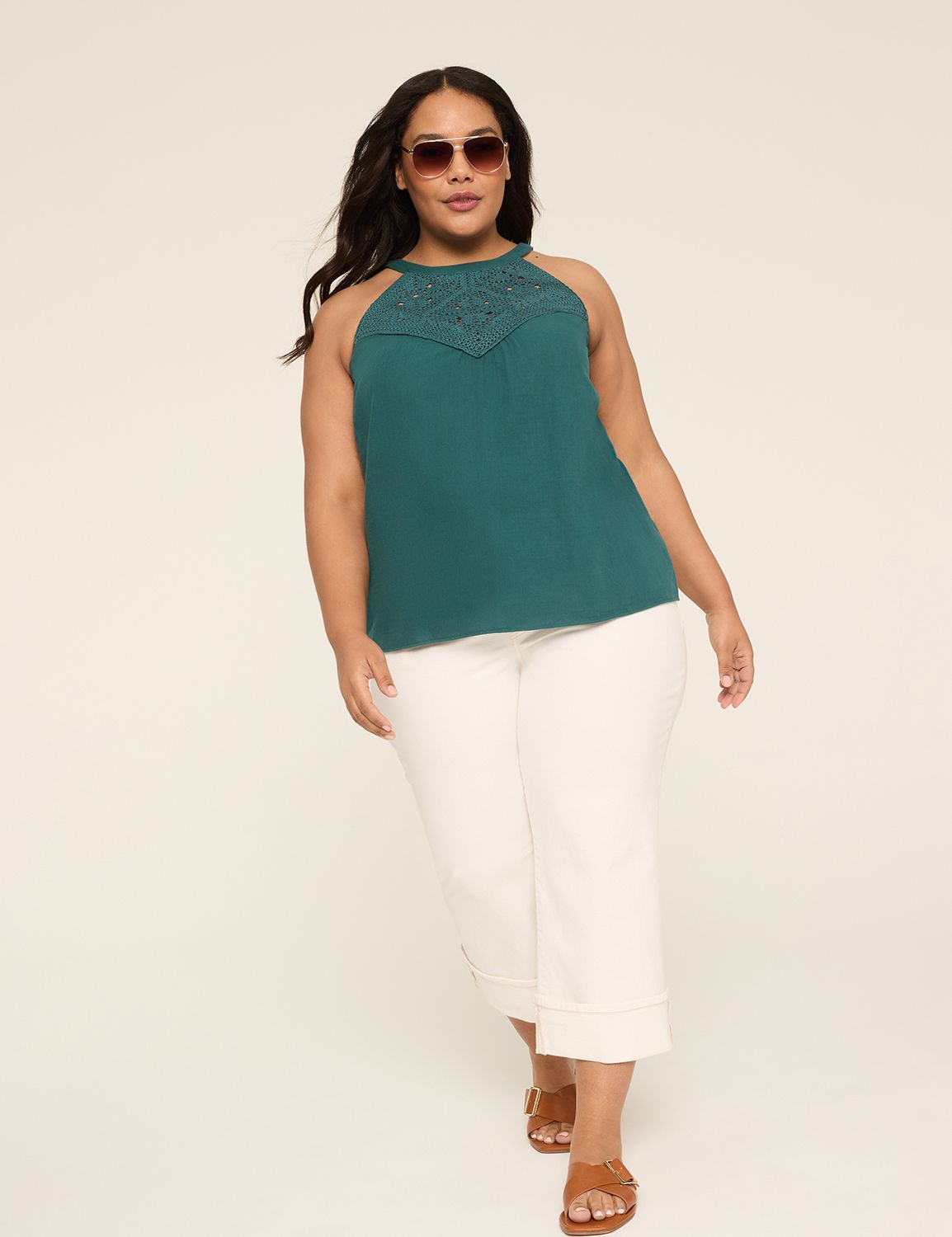 Classic Sleeveless Crochet Halter T Product Image 3