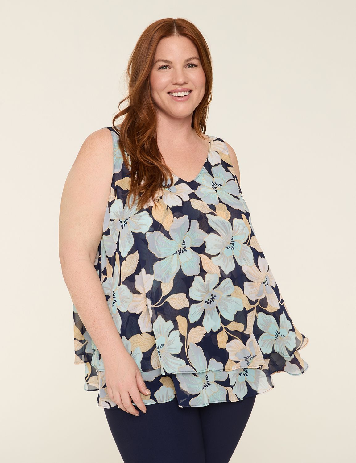 Sleeveless flared double layer tunic main image 1