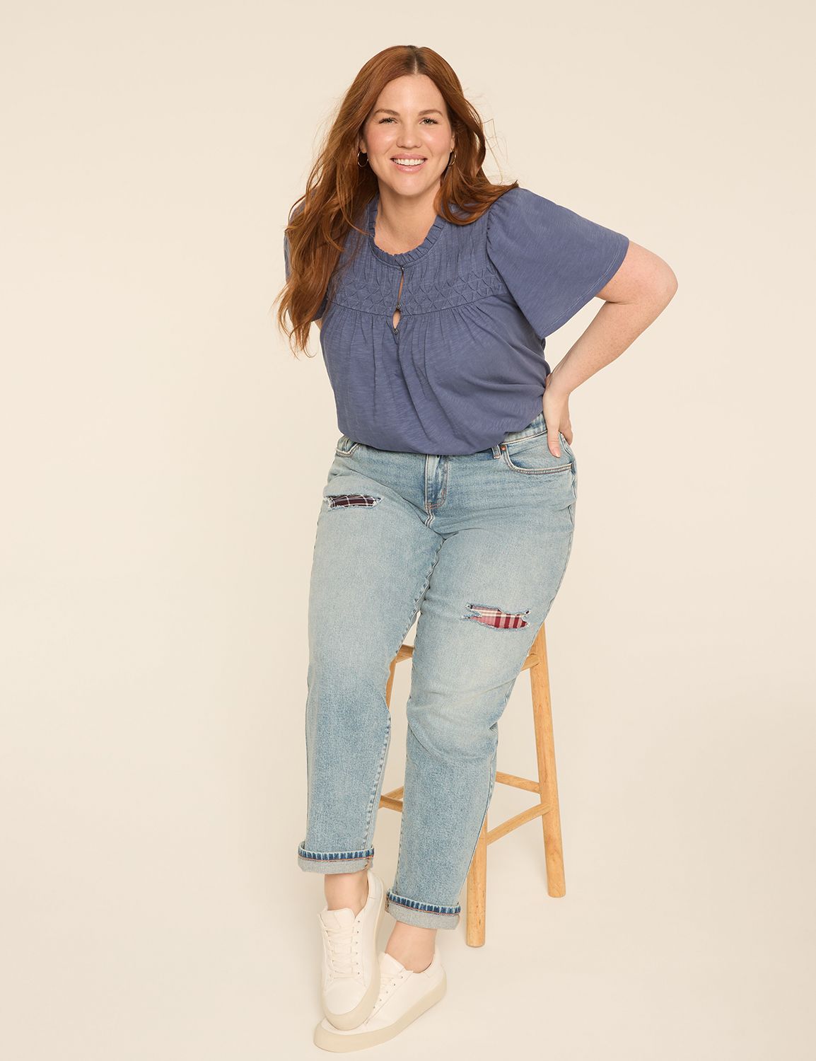 Short Sleeve Button-down Pintuck an Product Image 3