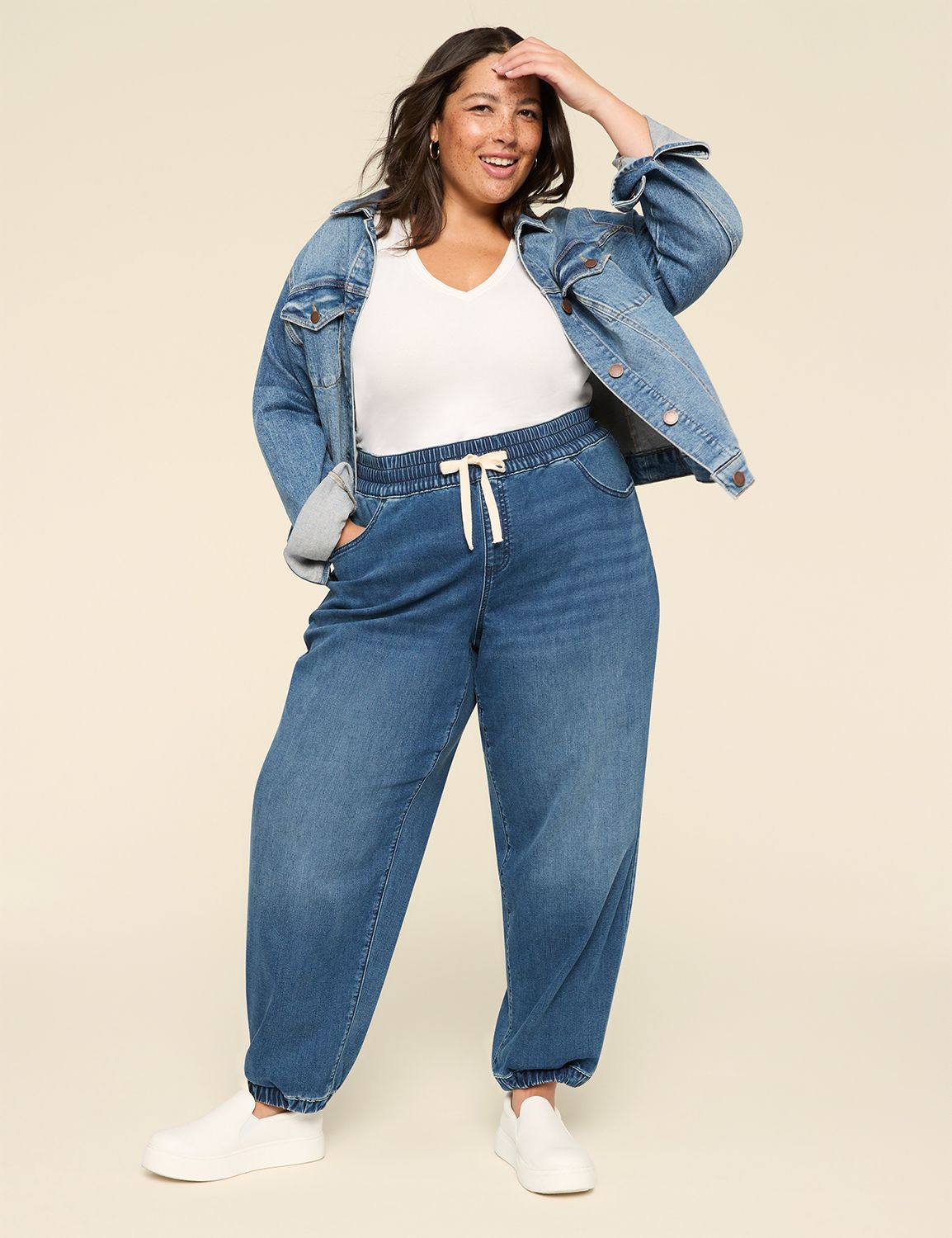 MID RISE PULLON JOGGER KNIT DENIM - Product Image 3