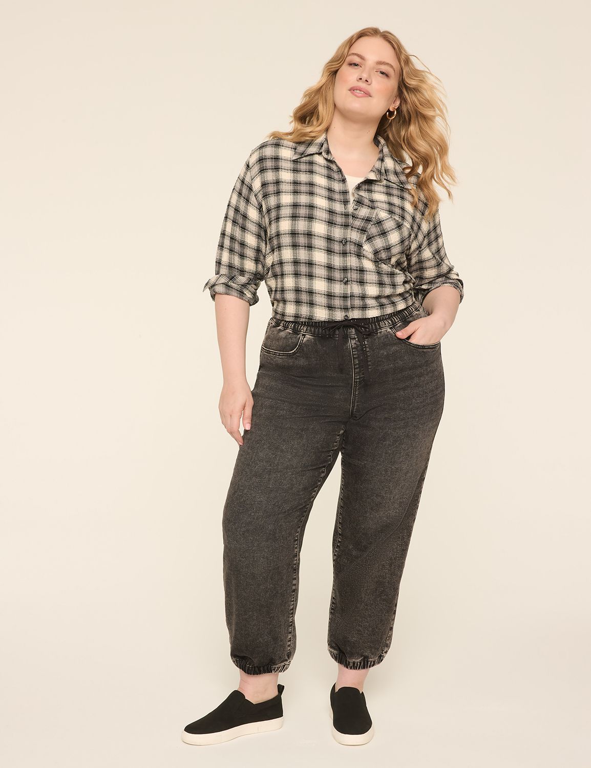 MID RISE PULLON JOGGER KNIT DENIM - Product Image 3