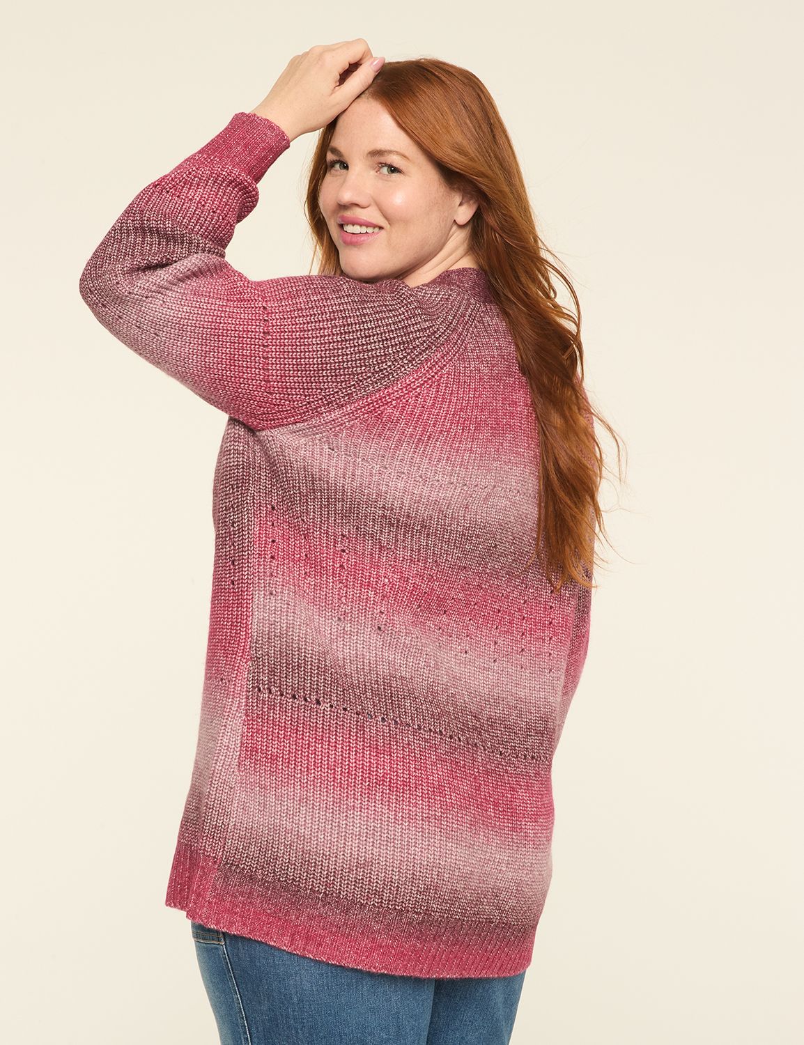 Ombre Open-Front Cardigan