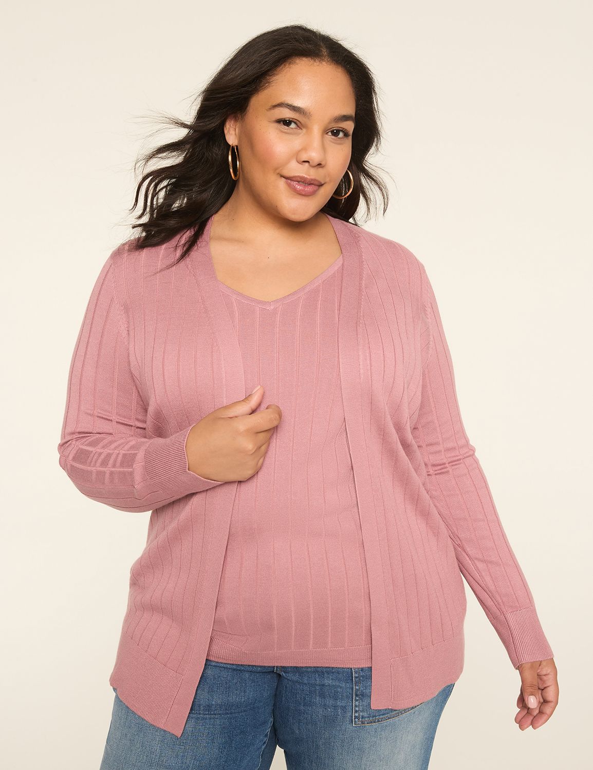 Classic Long Sleeve Open Front Wide LaneBryant