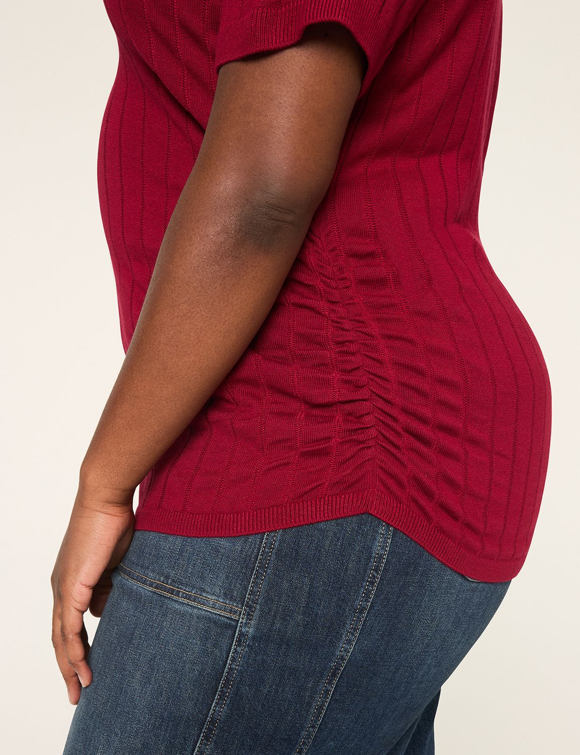 Short Sleeve V-Neck Pullover Sweater