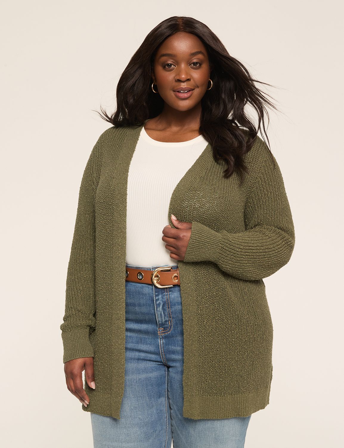 Open-Front Stitch Cardigan