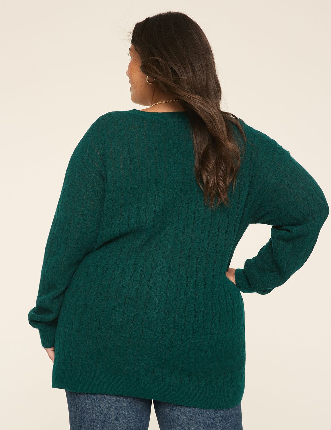V-Neck Cable Knit Pullover Sweater