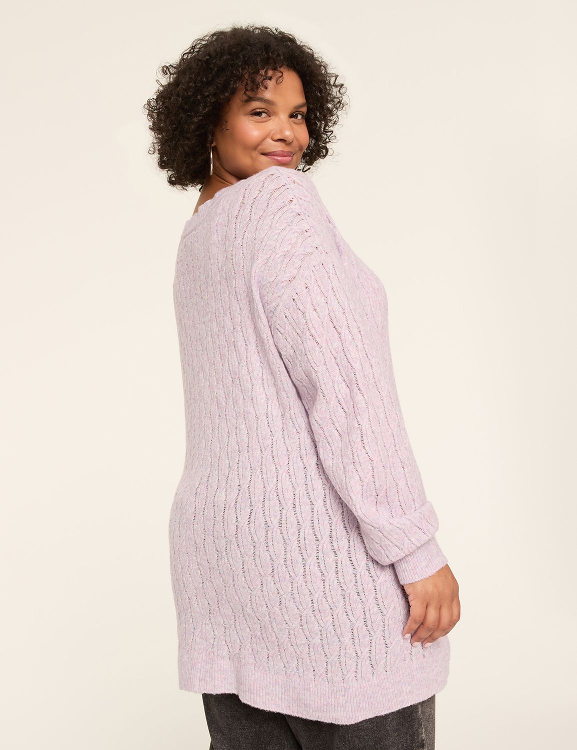 V-Neck Cable Knit Pullover Sweater