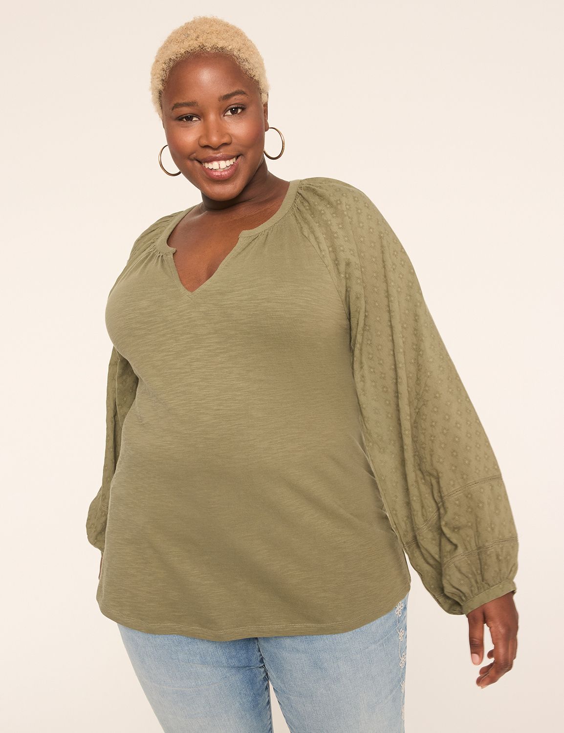 Novelty Woven Long Sleeve w/ Trim S Product Image 1