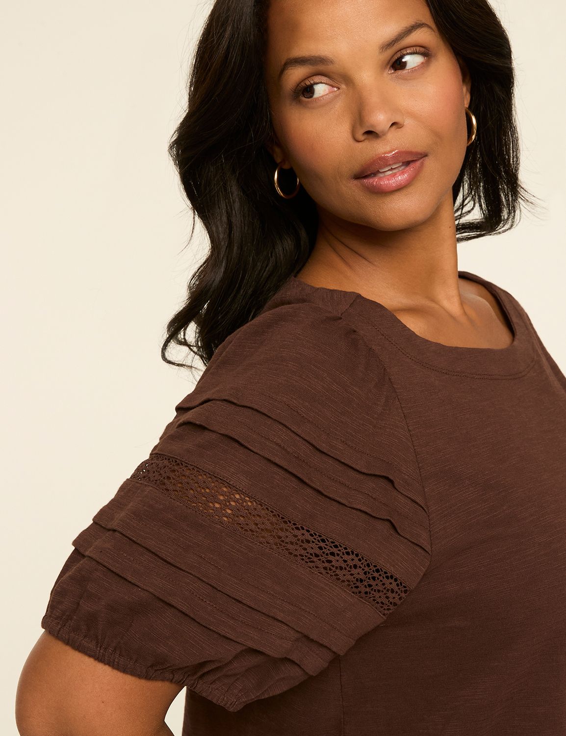 Pin Tuck Short Sleeve Boatneck Top Product Image 4