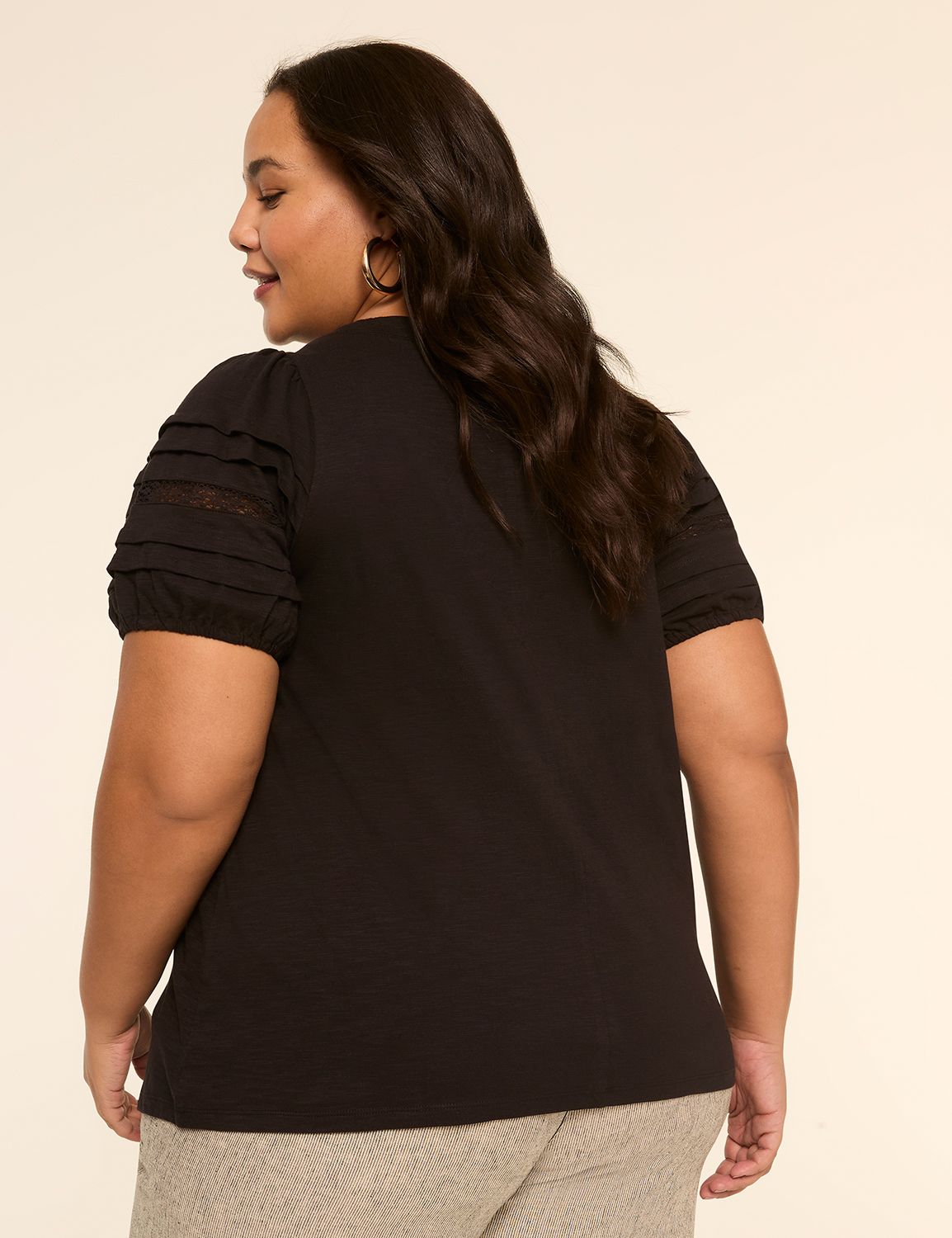 Pintuck-Sleeve Boatneck Top