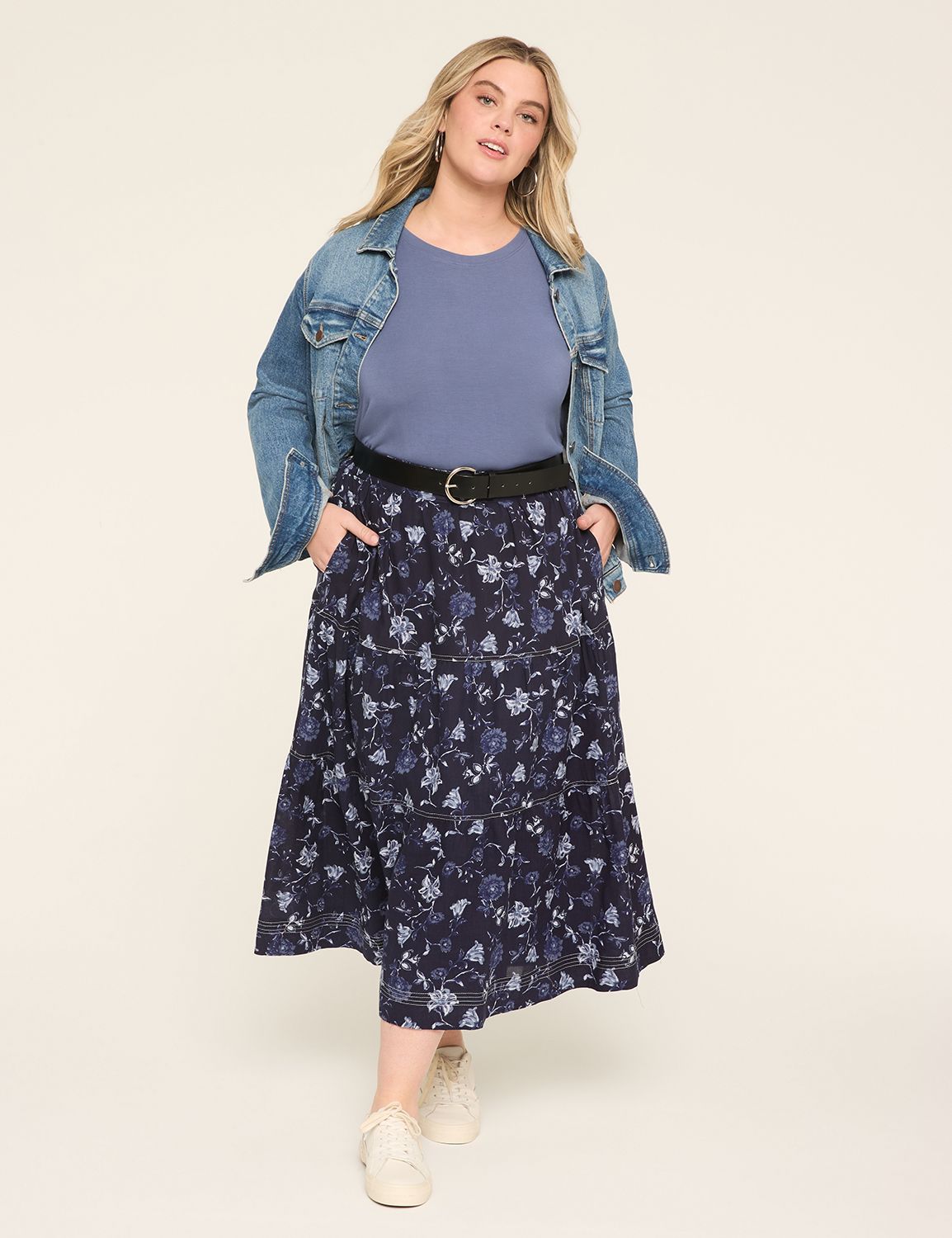 POPLIN TRAPUNTO STITCH SKIRT 114675 Product Image 3