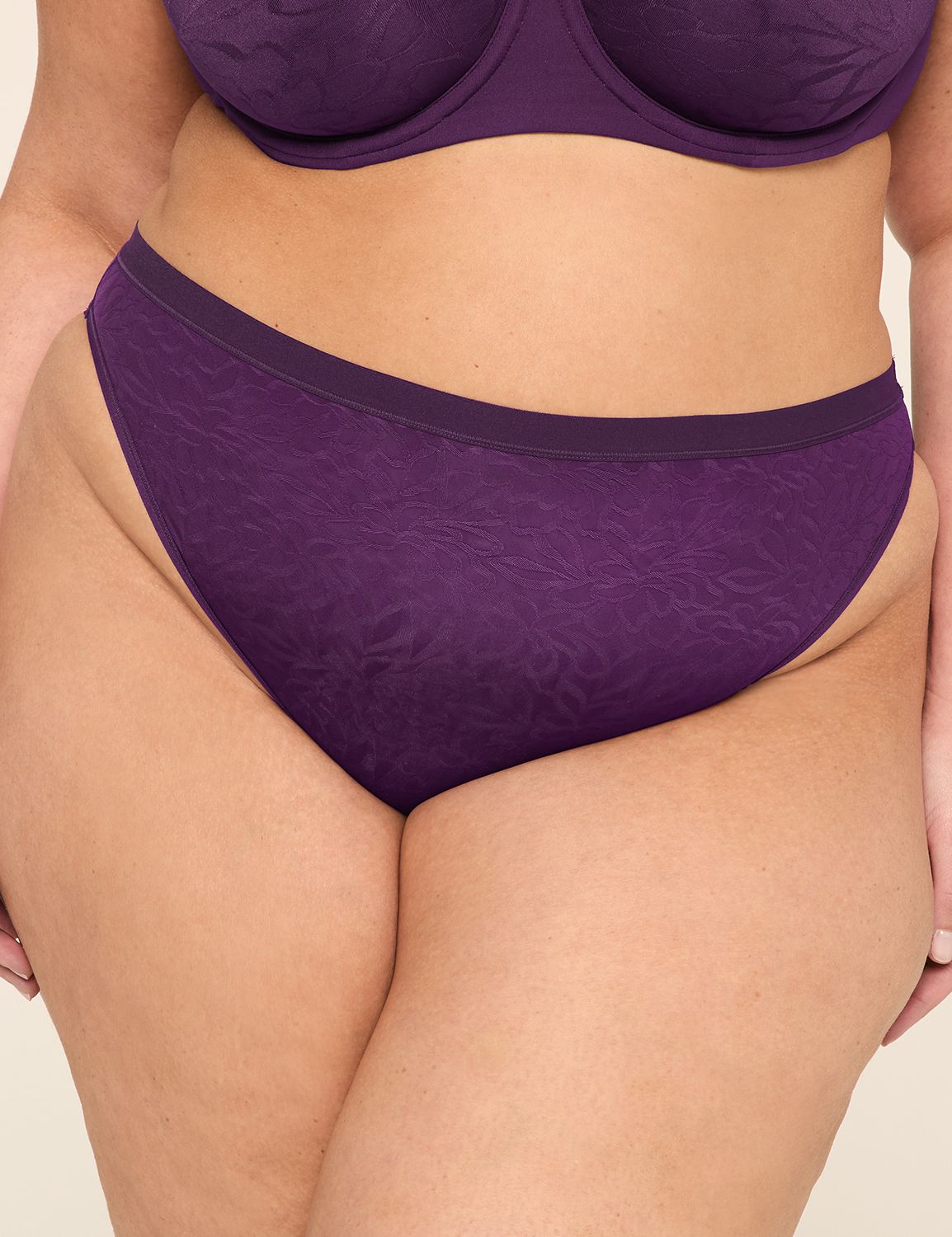 No-Show French Cut Brief Panty With Textured Lace