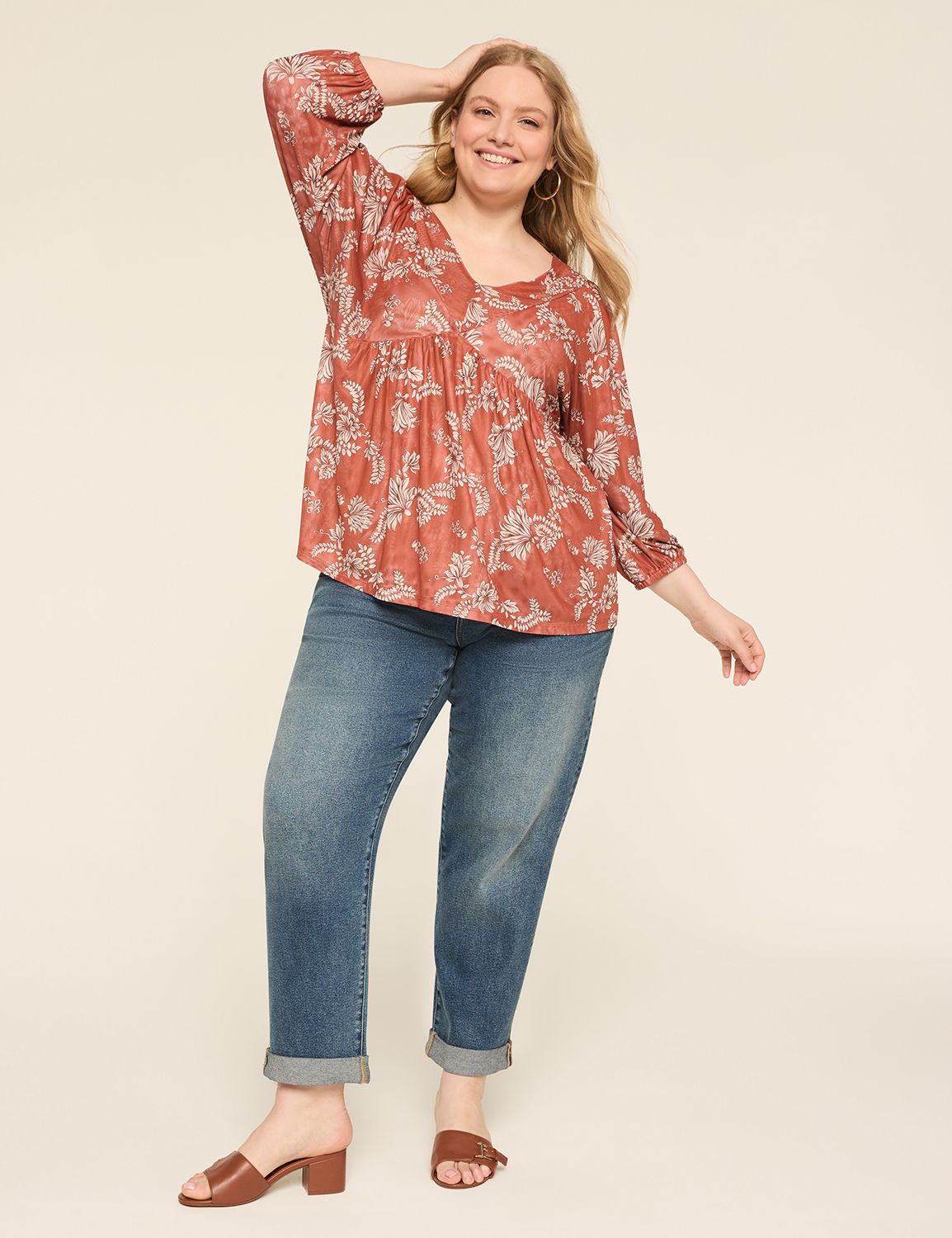 Mesh 3/4 Cinched Dolman Sleeve V Ne Product Image 3