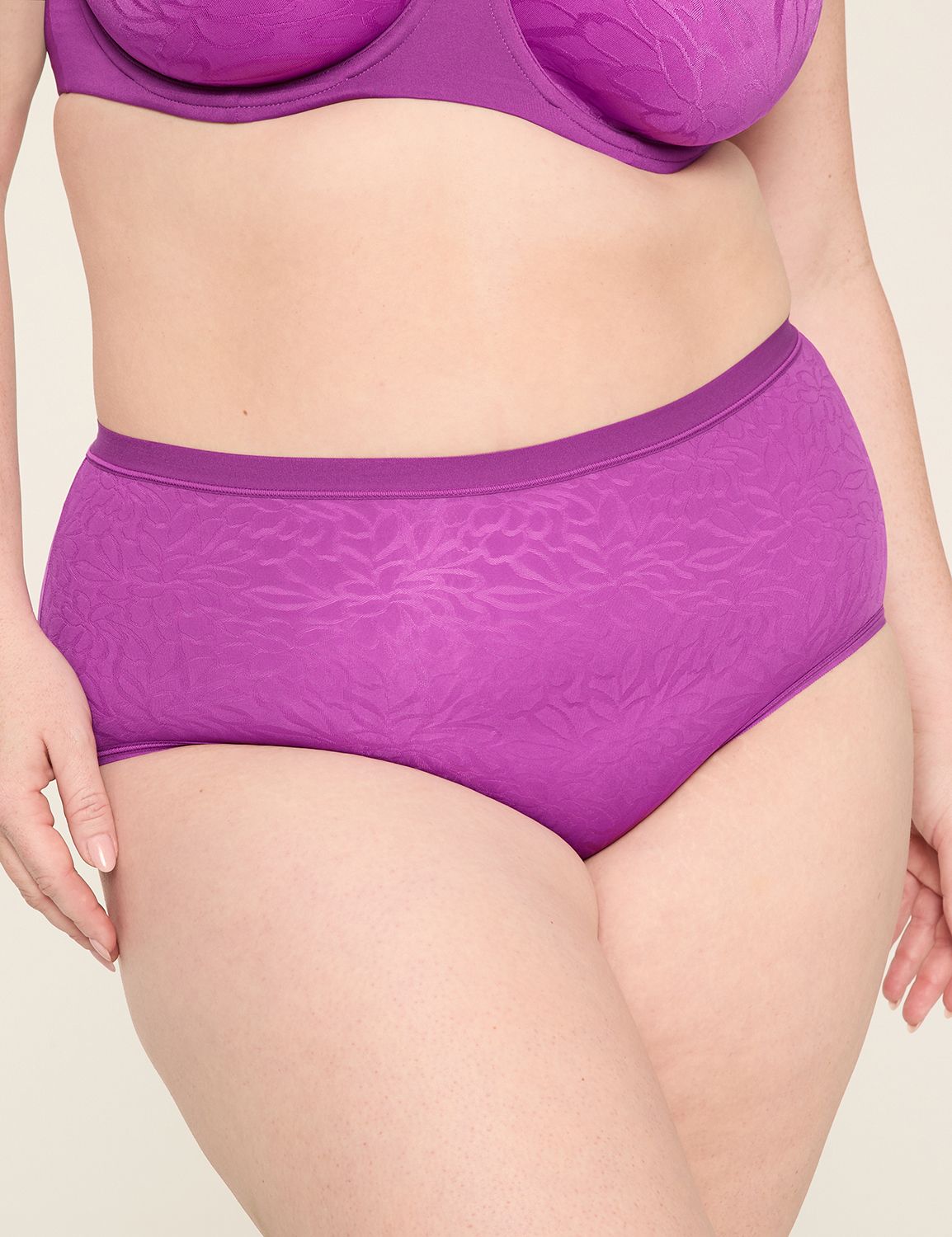 No-Show Full Brief Panty With Textured Lace