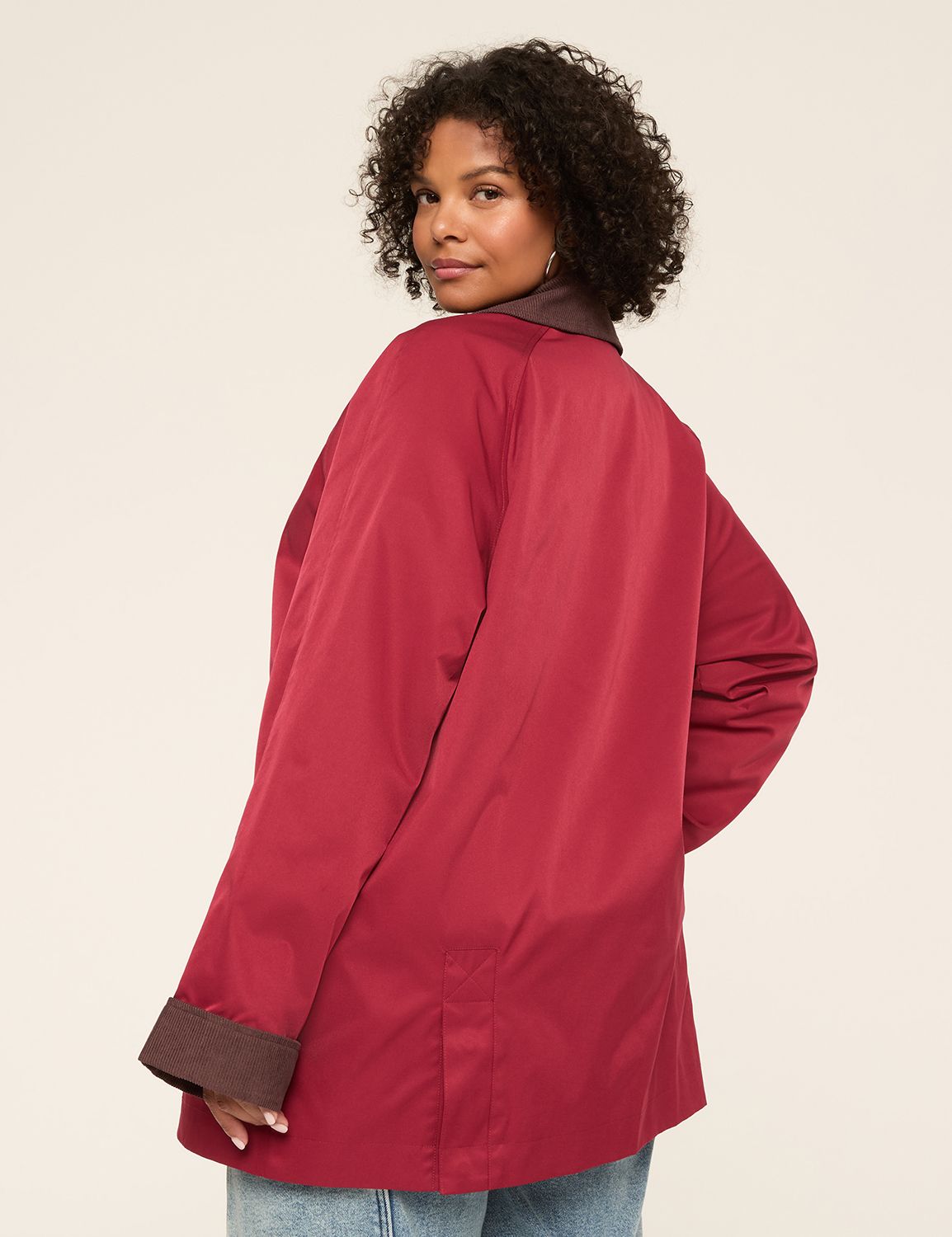 Corduroy-Trim Barn Coat