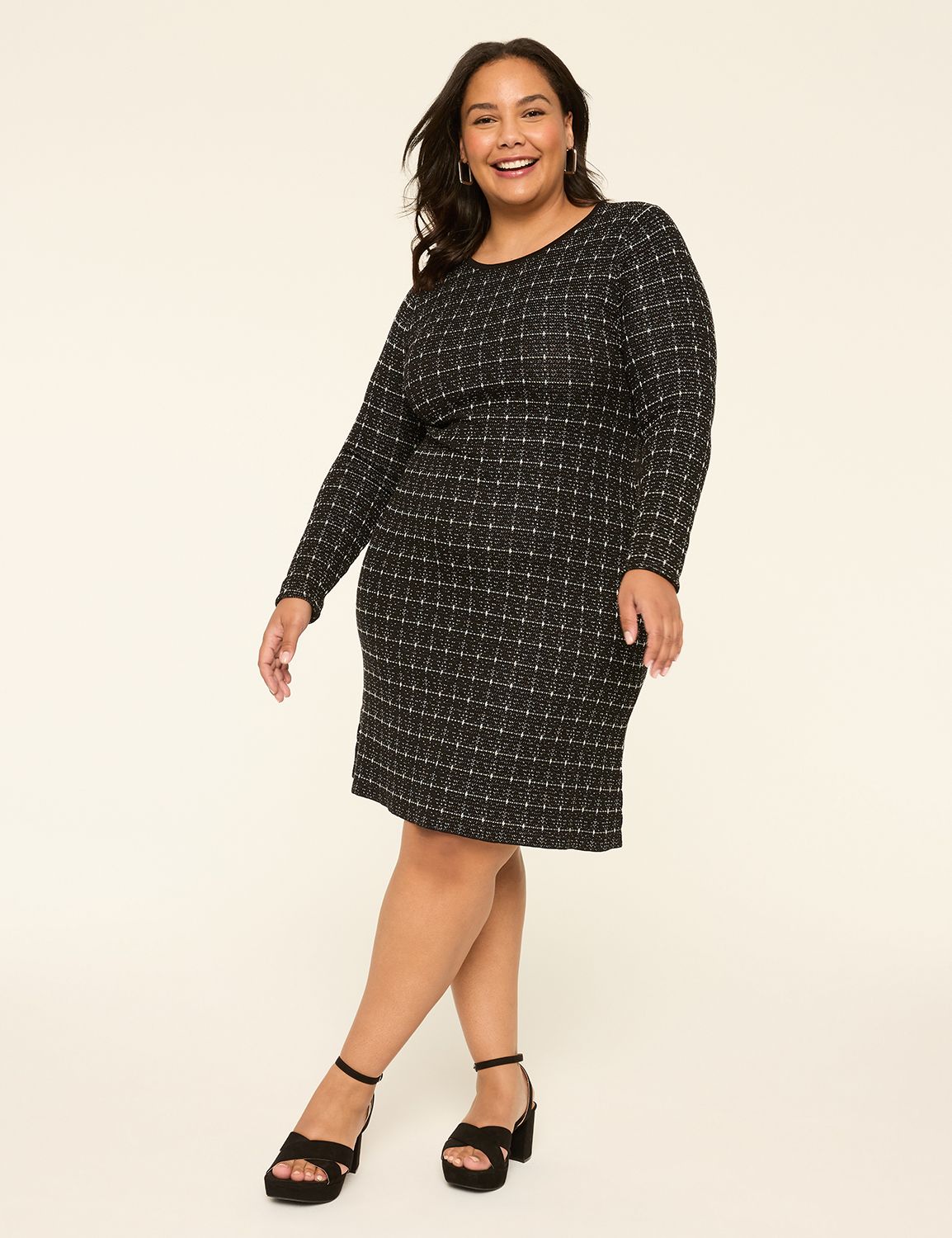 Long-Sleeve Crew-Neck Sweater Dress